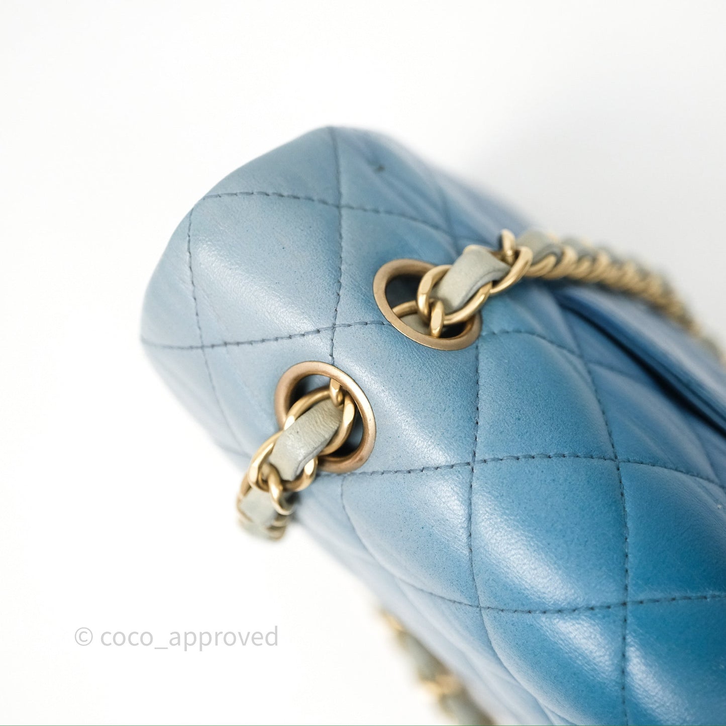 Chanel Classic M/L Medium Flap Quilted Ombre Blue Lambskin Gold Hardware