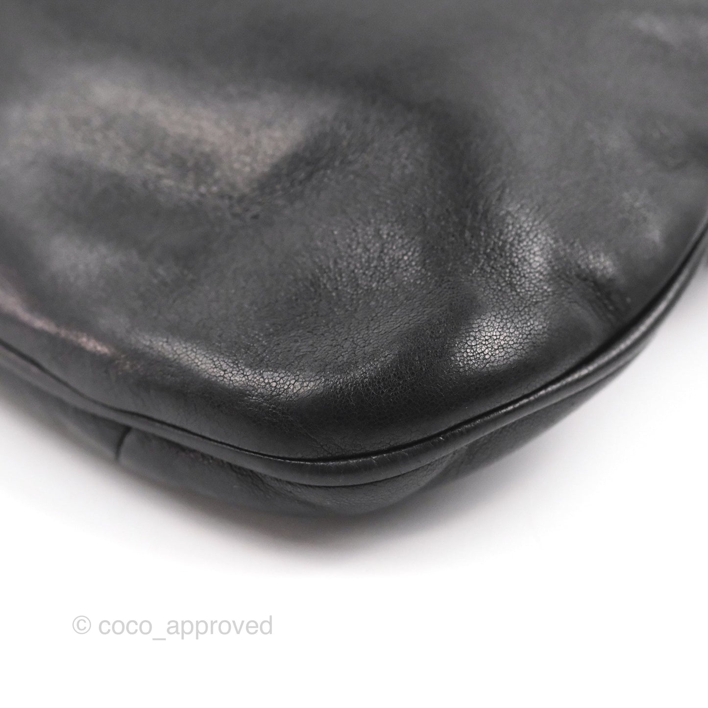 Chanel Vintage Coco Ball Fold Over Bag Black Leather Matte Gold Hardware