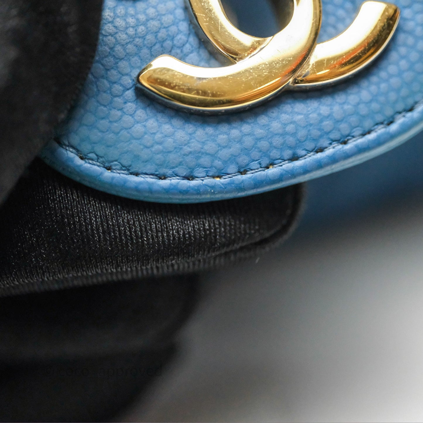 Chanel Small Classic Flap Chevron Blue Caviar Gold Hardware