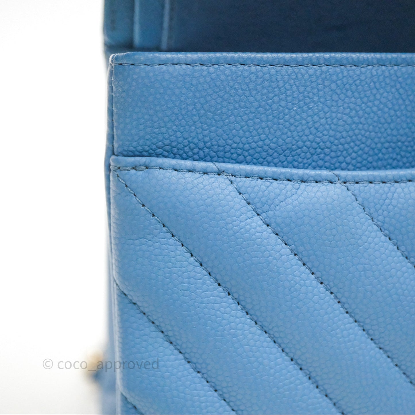Chanel Small Classic Flap Chevron Blue Caviar Gold Hardware