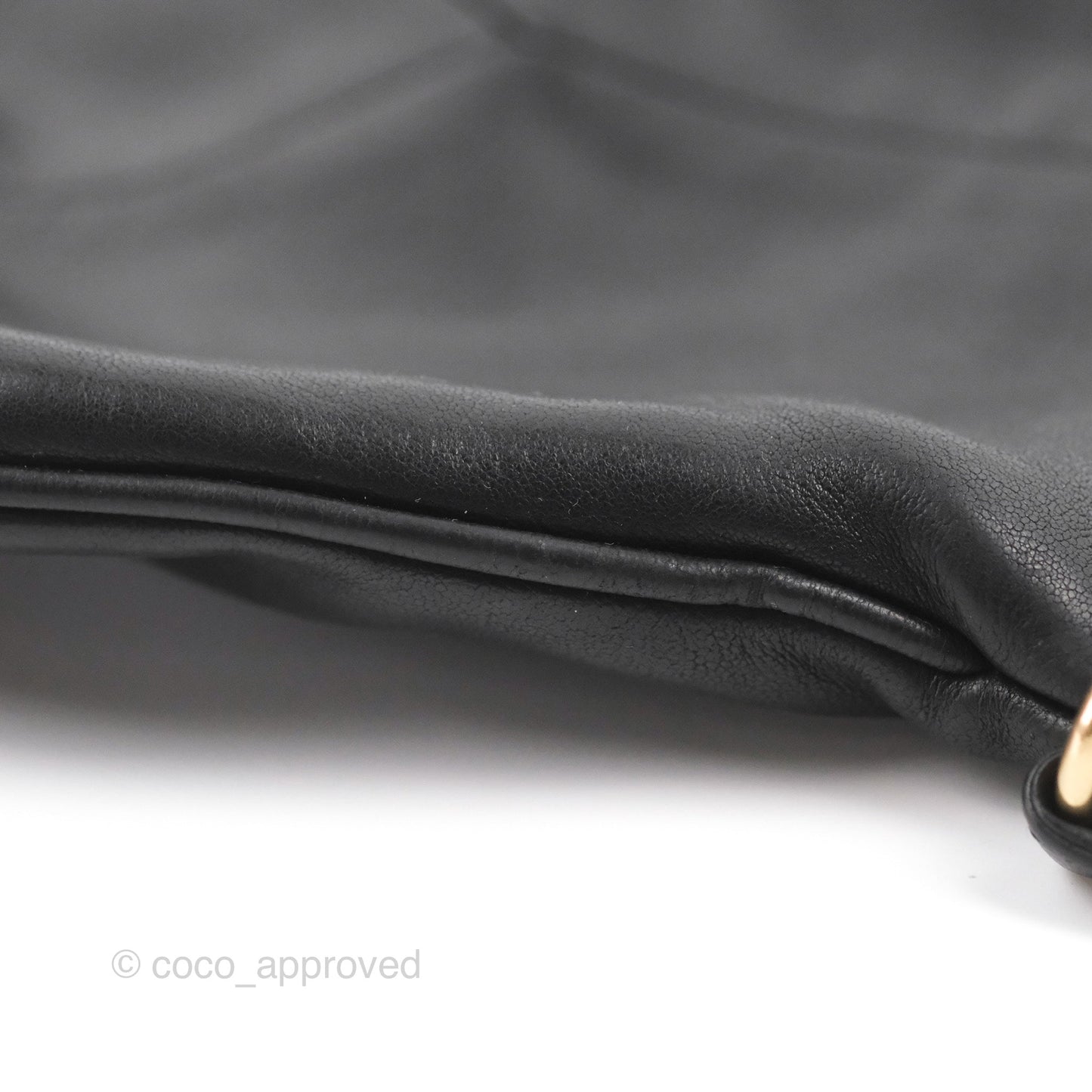 Chanel Vintage Coco Ball Fold Over Bag Black Leather Matte Gold Hardware