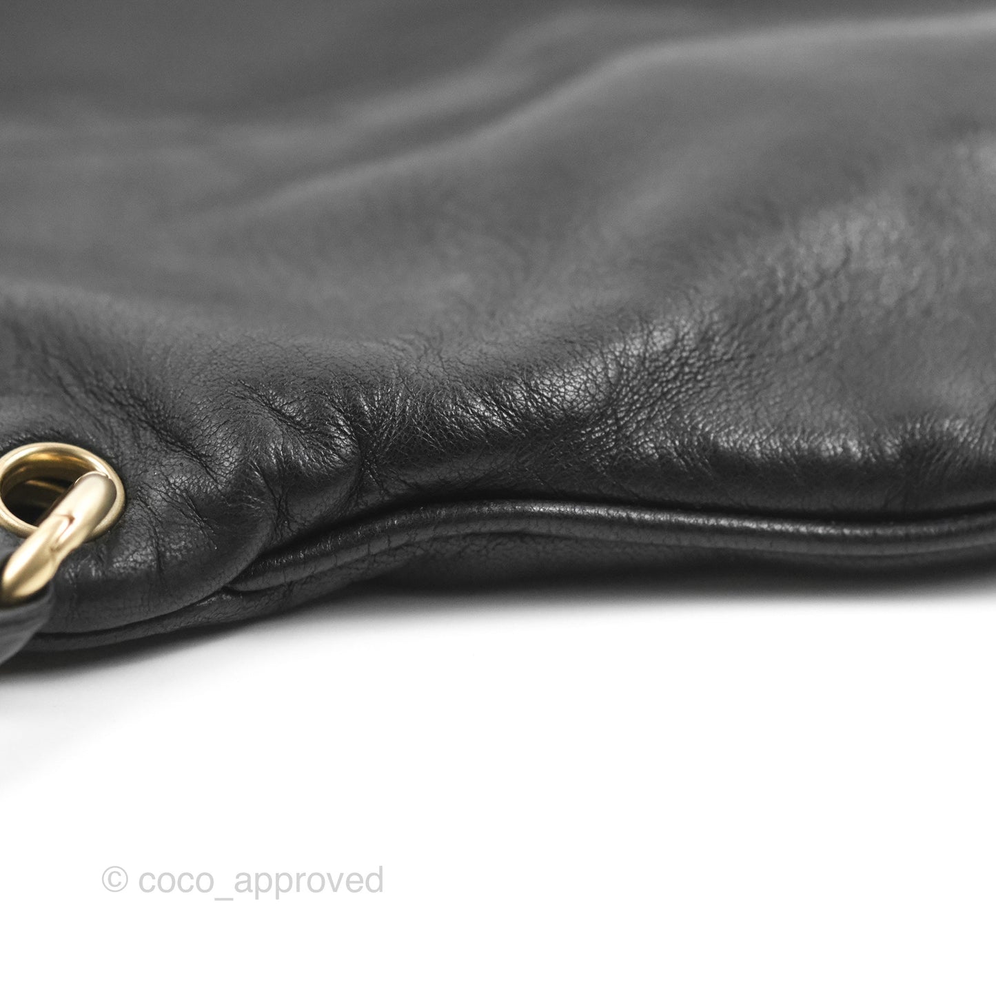 Chanel Vintage Coco Ball Fold Over Bag Black Leather Matte Gold Hardware