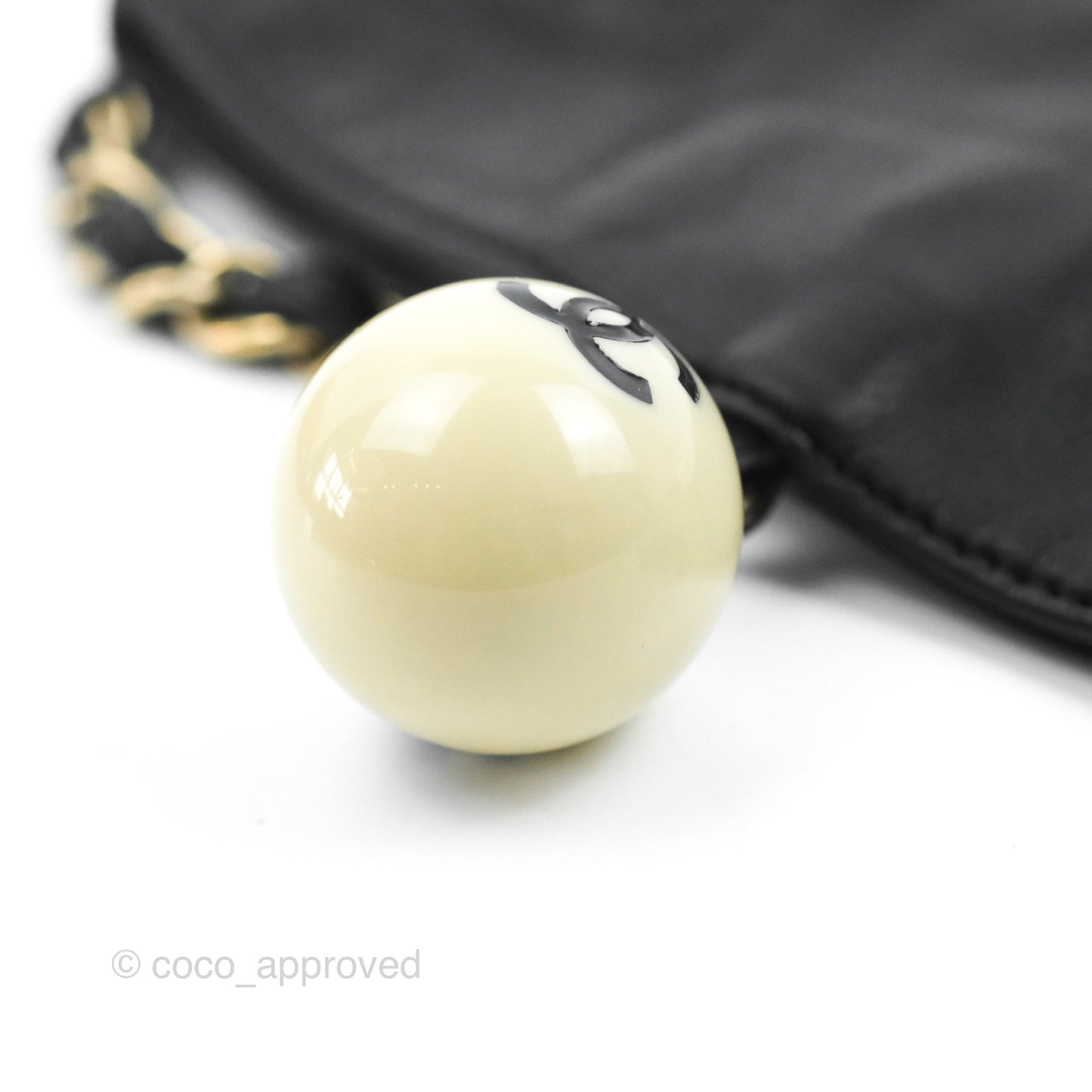 Chanel Vintage Coco Ball Fold Over Bag Black Leather Matte Gold Hardware