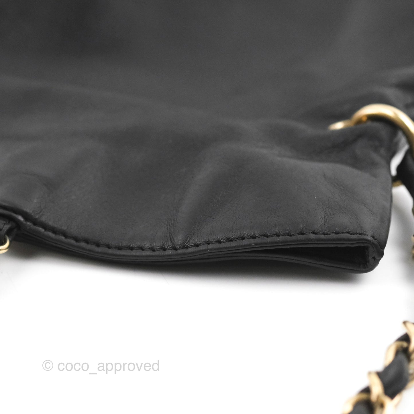 Chanel Vintage Coco Ball Fold Over Bag Black Leather Matte Gold Hardware