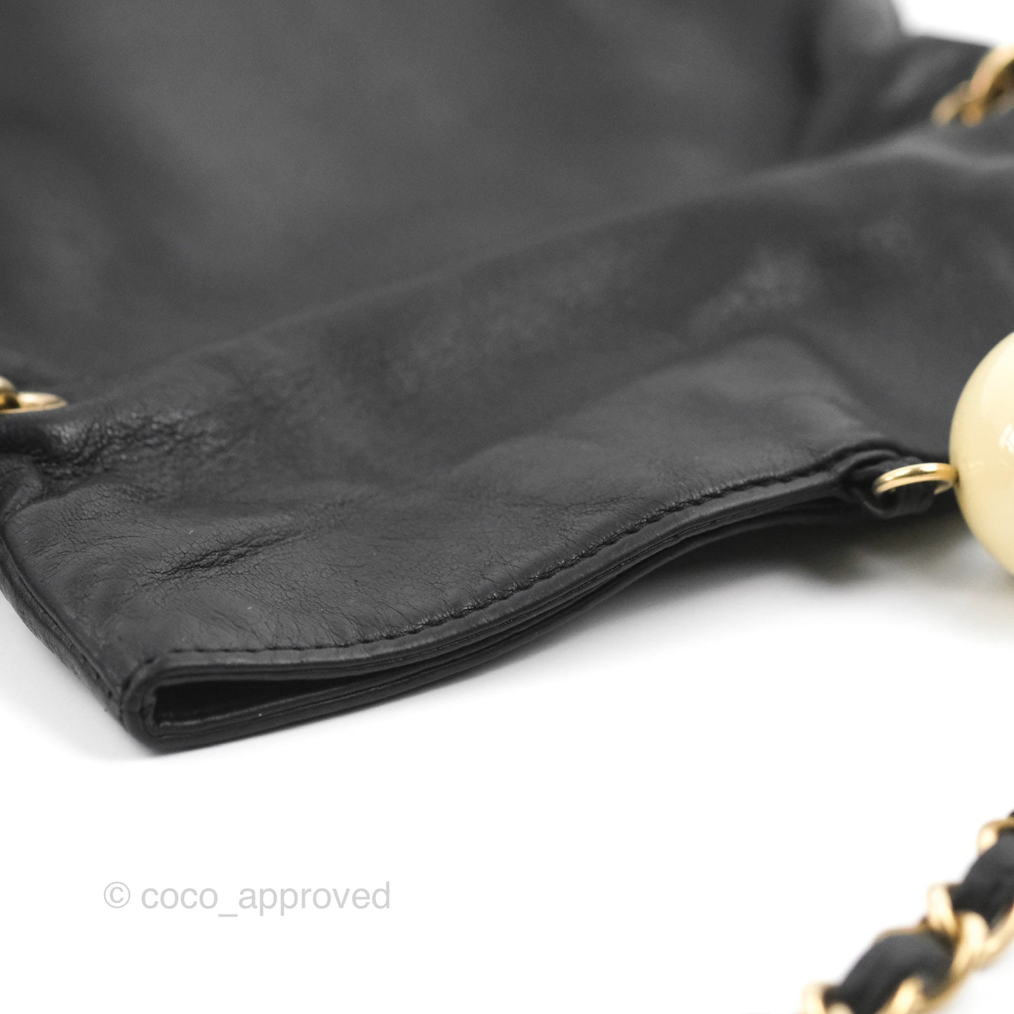 Chanel Vintage Coco Ball Fold Over Bag Black Leather Matte Gold Hardware
