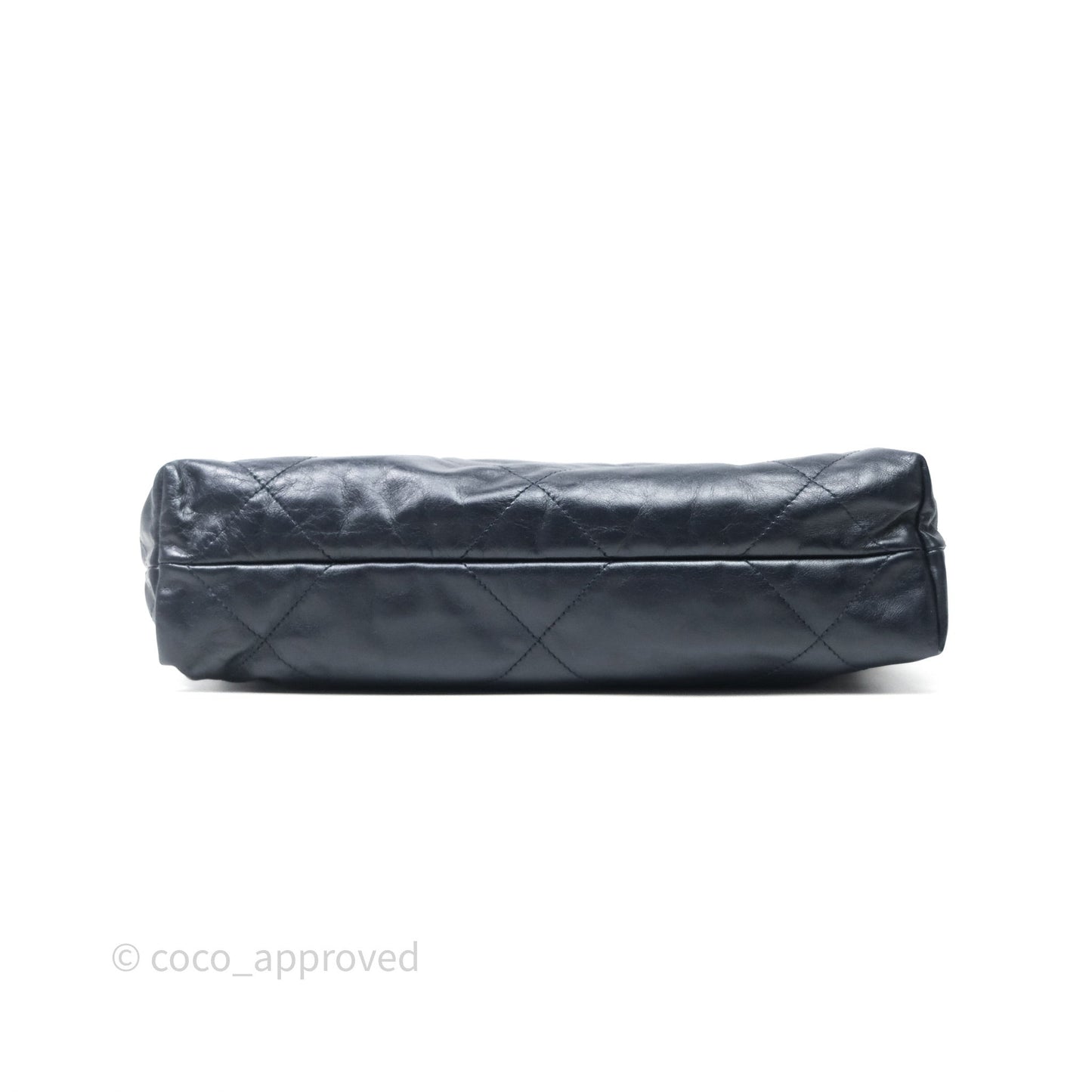 Chanel 22 Small Navy Shiny Calfskin Aged Gold Hardware