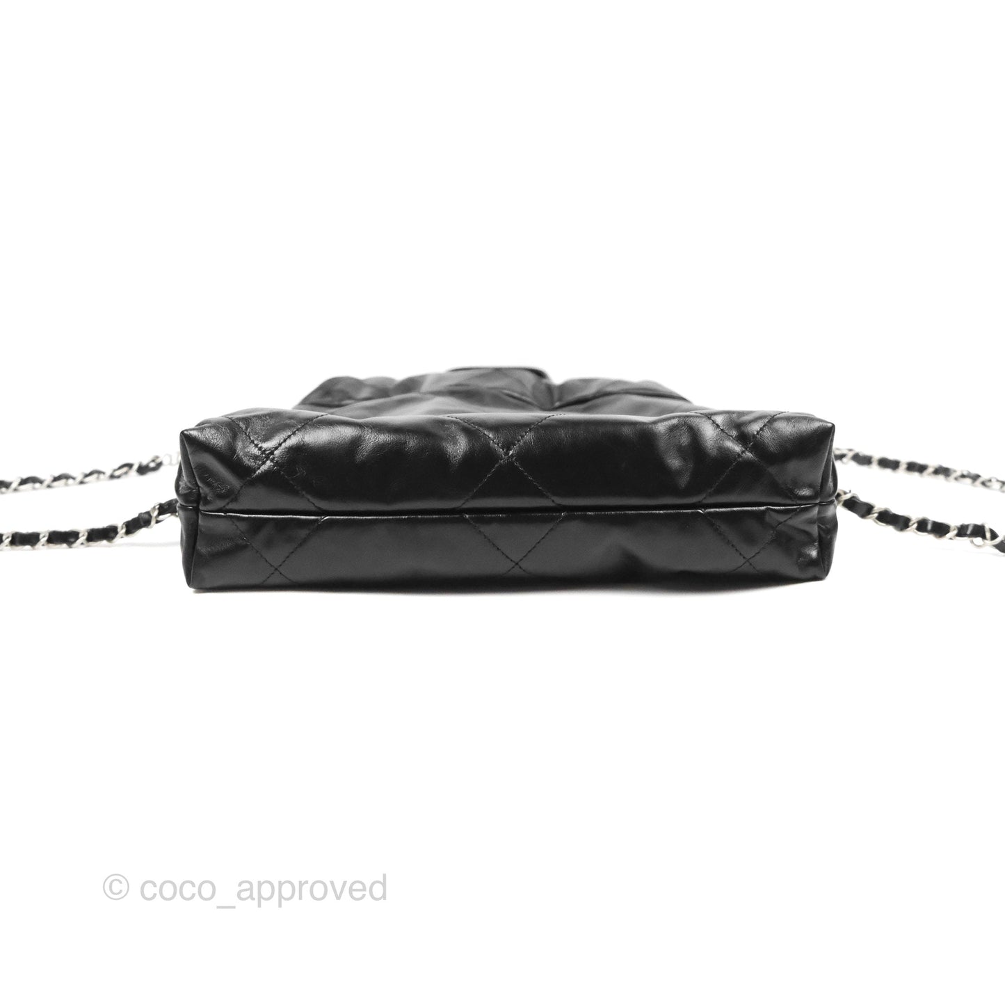 Chanel 22 Small Shiny Calfskin Quilted Backpack Black