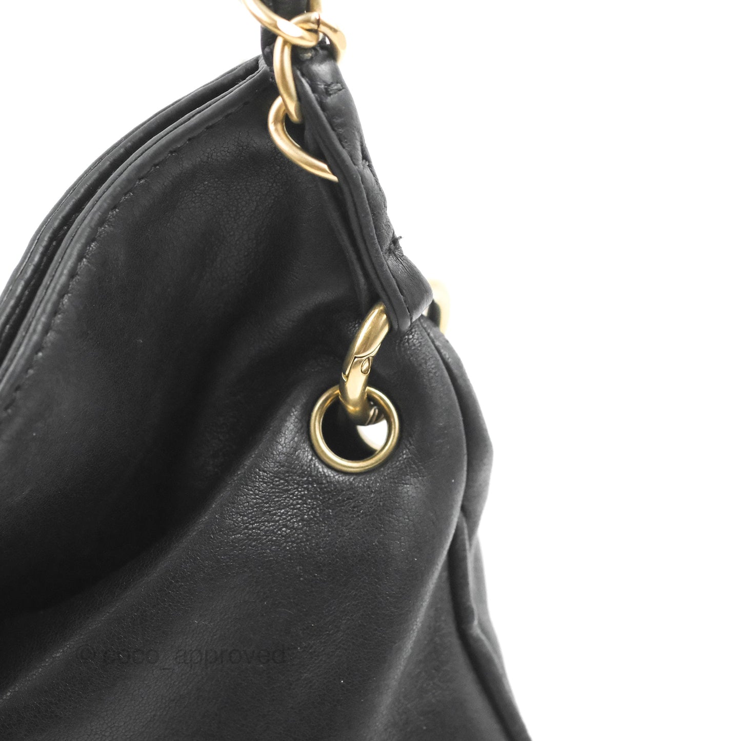 Chanel Vintage Coco Ball Fold Over Bag Black Leather Matte Gold Hardware