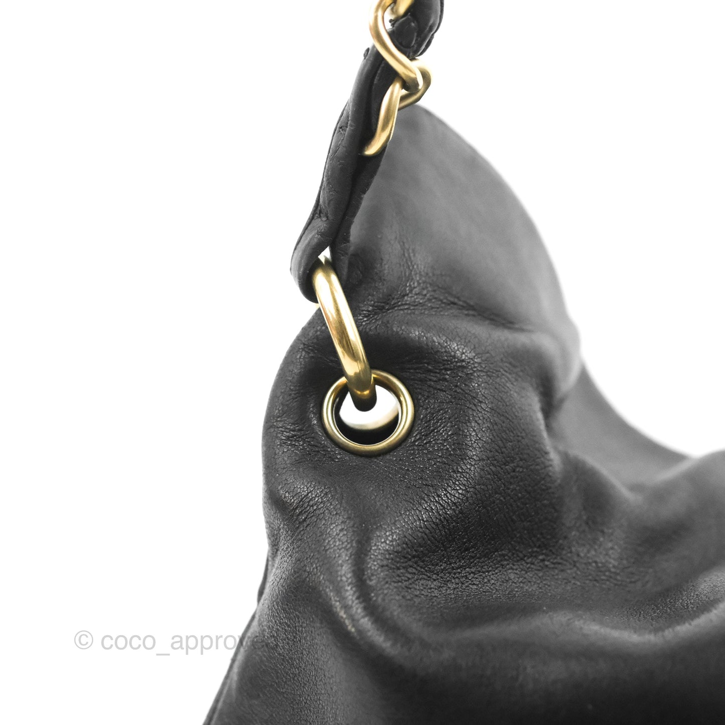 Chanel Vintage Coco Ball Fold Over Bag Black Leather Matte Gold Hardware