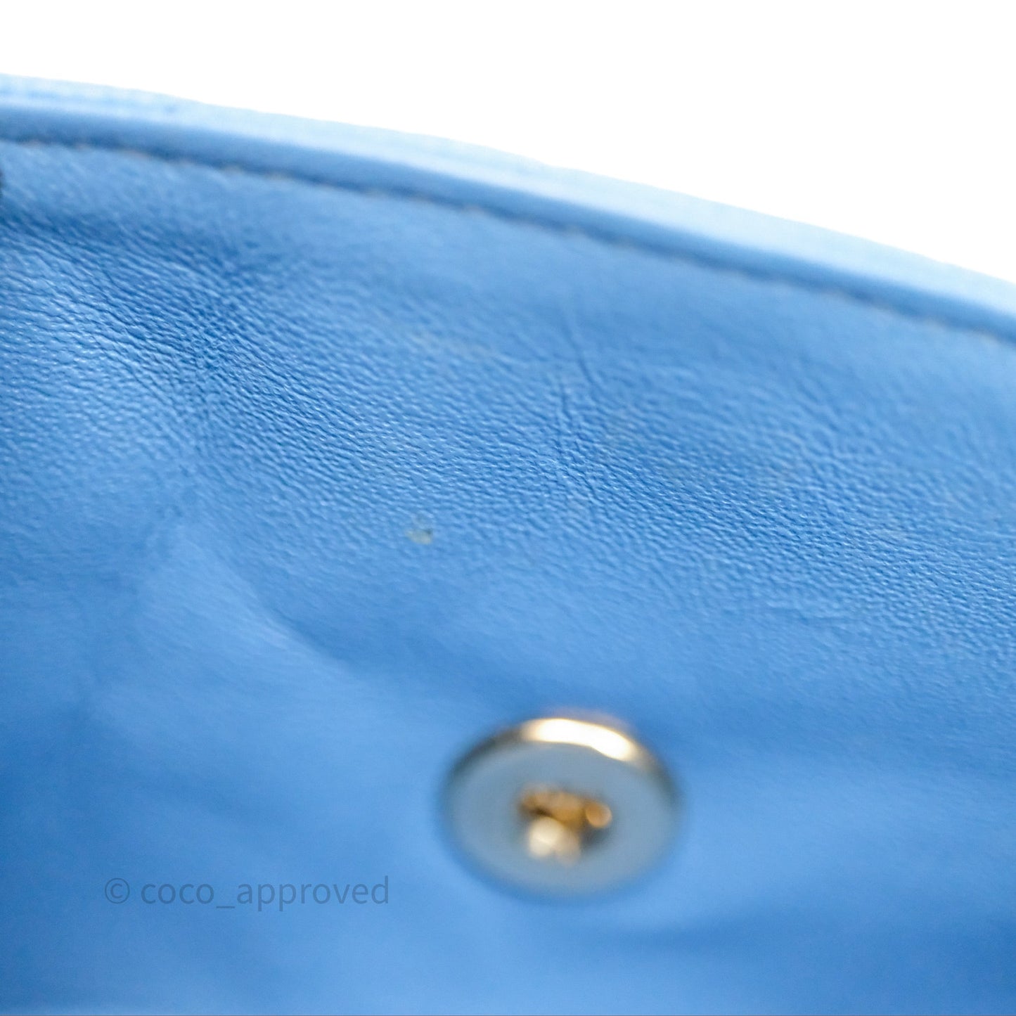 Chanel Small Classic Flap Chevron Blue Caviar Gold Hardware
