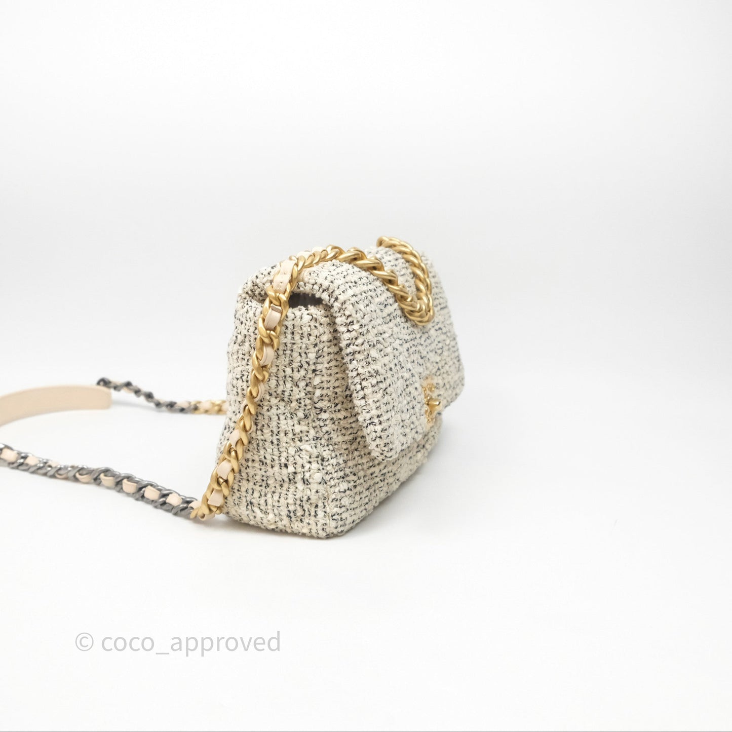 Chanel 19 Small Tweed Oreo Cream Mixed Hardware