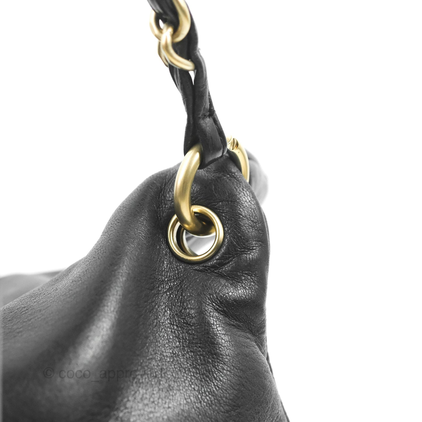 Chanel Vintage Coco Ball Fold Over Bag Black Leather Matte Gold Hardware