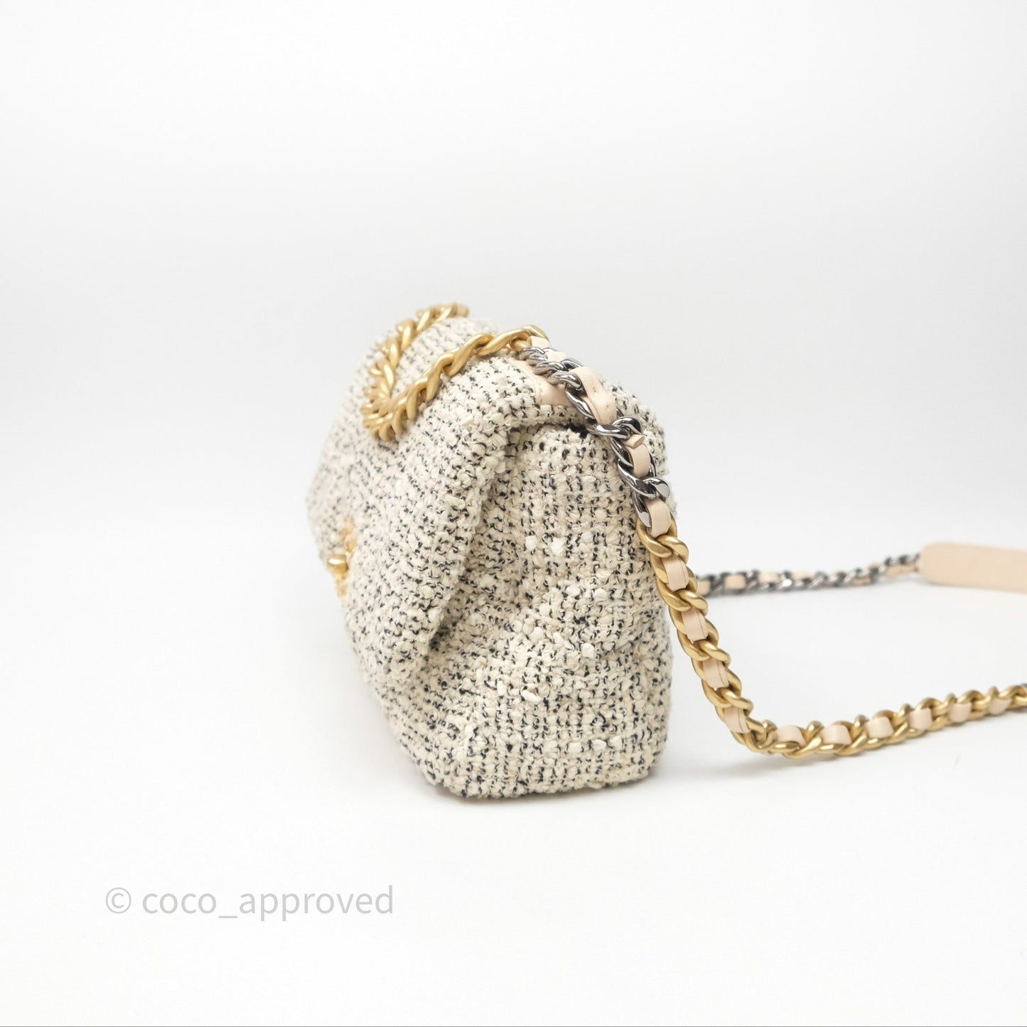 Chanel 19 Small Tweed Oreo Cream Mixed Hardware