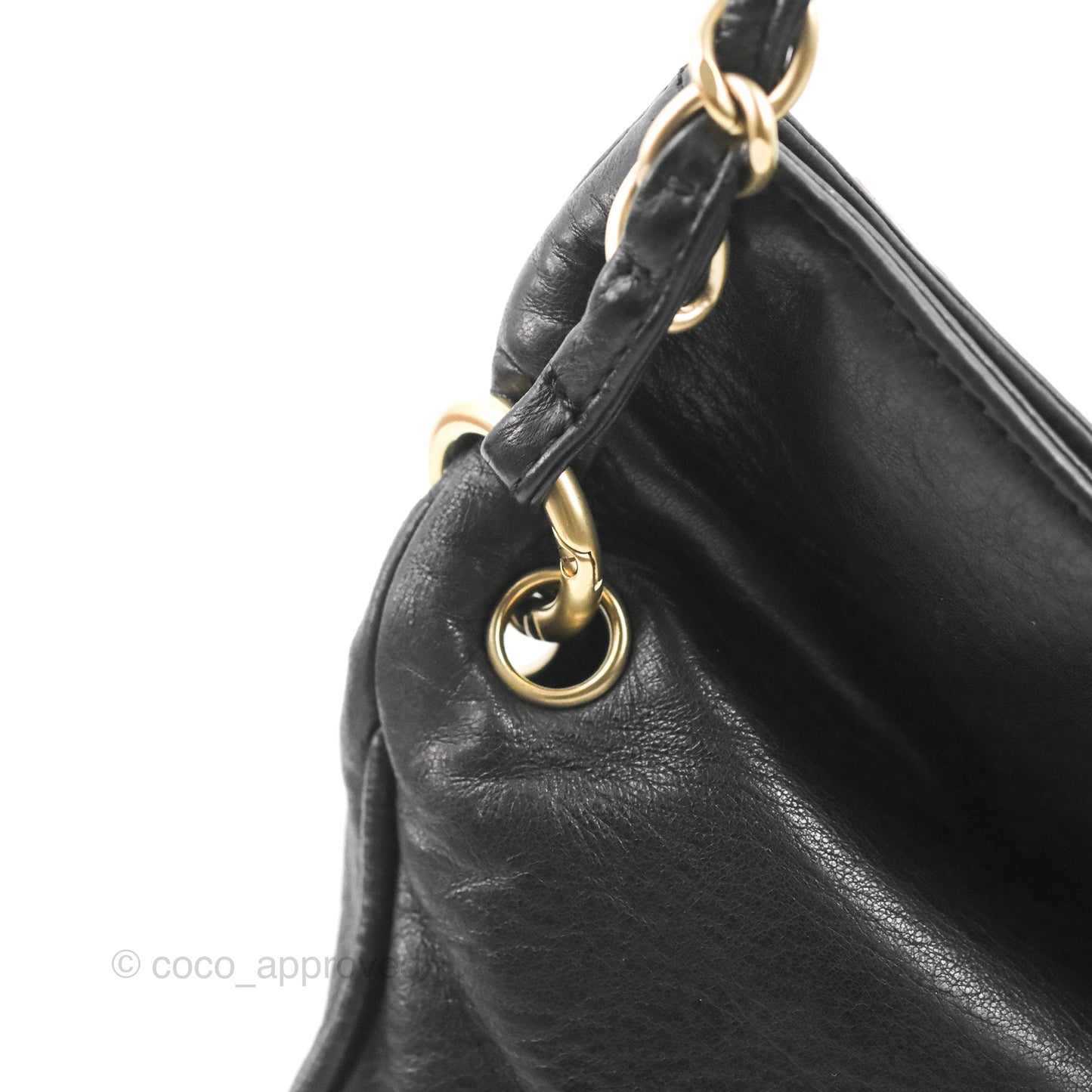 Chanel Vintage Coco Ball Fold Over Bag Black Leather Matte Gold Hardware