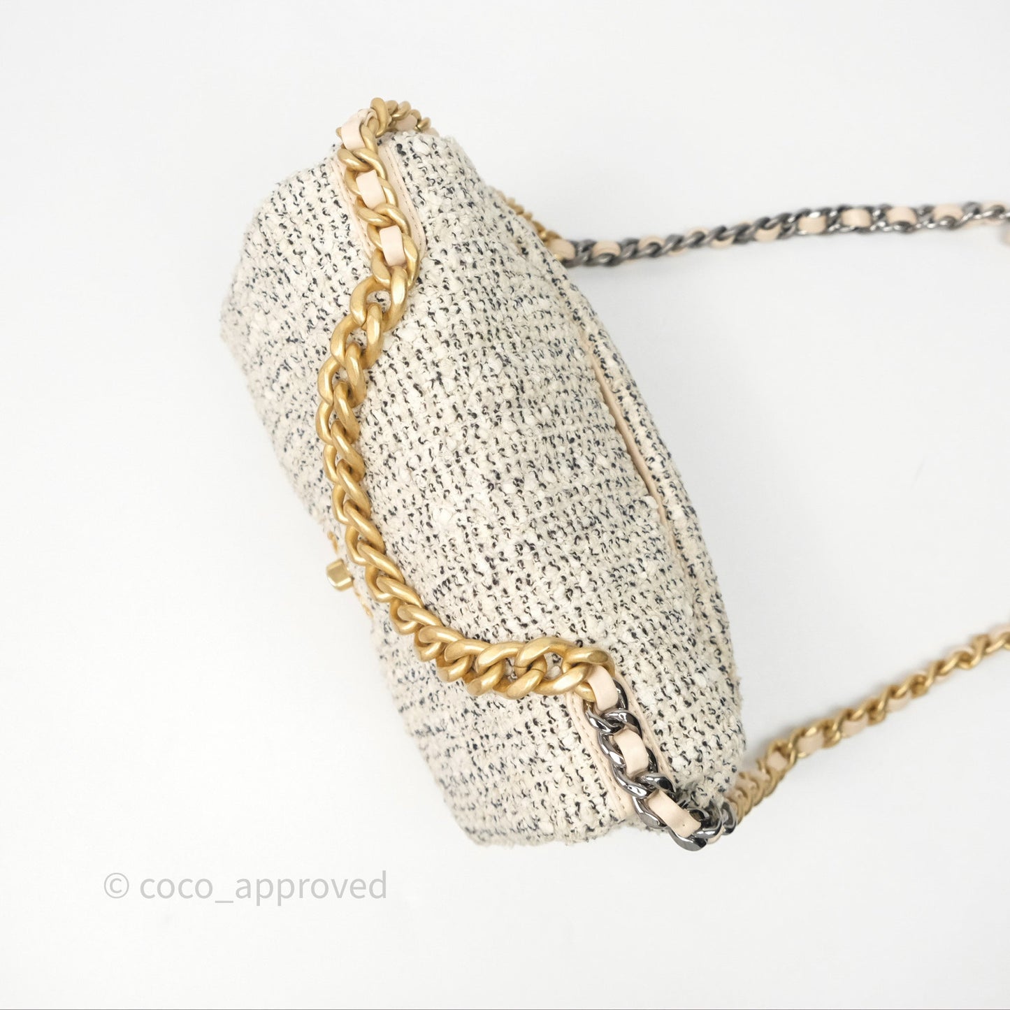 Chanel 19 Small Tweed Oreo Cream Mixed Hardware