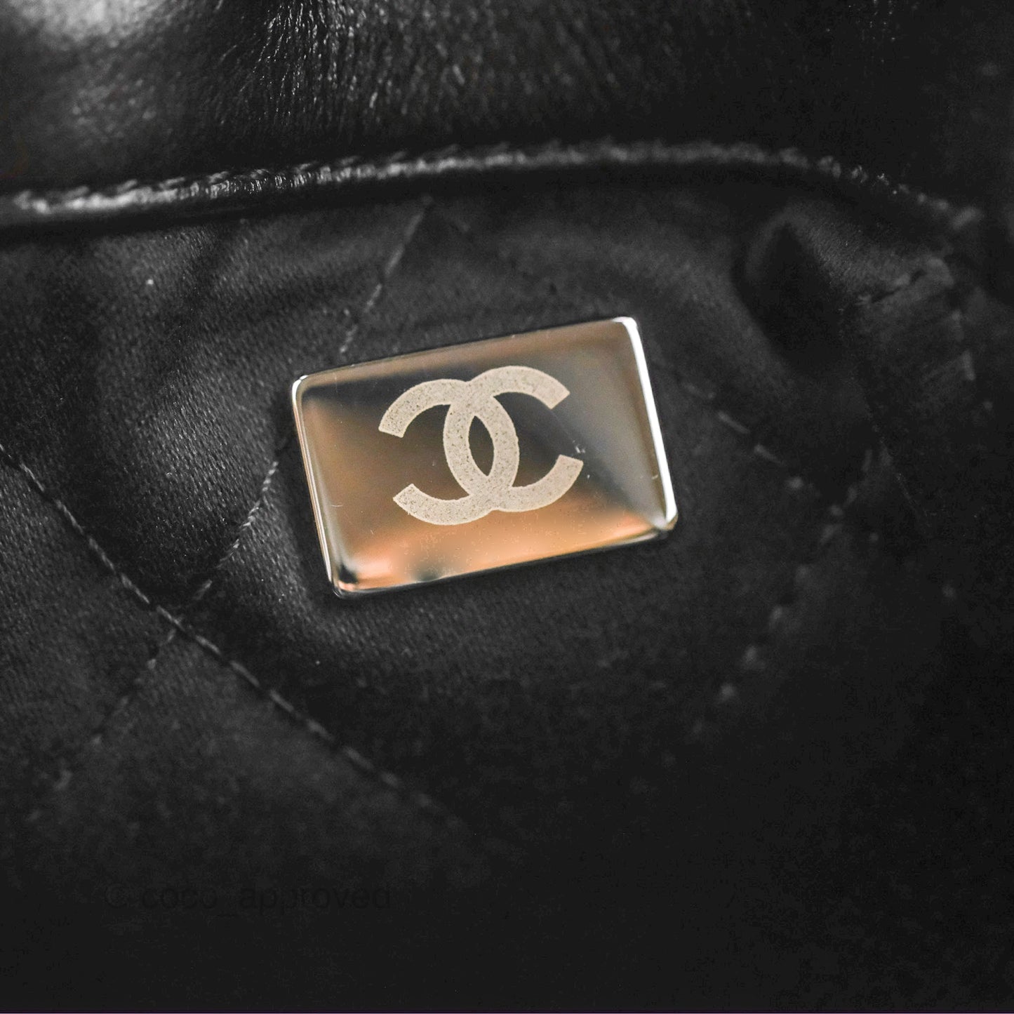 Chanel 22 Small Shiny Calfskin Quilted Backpack Black