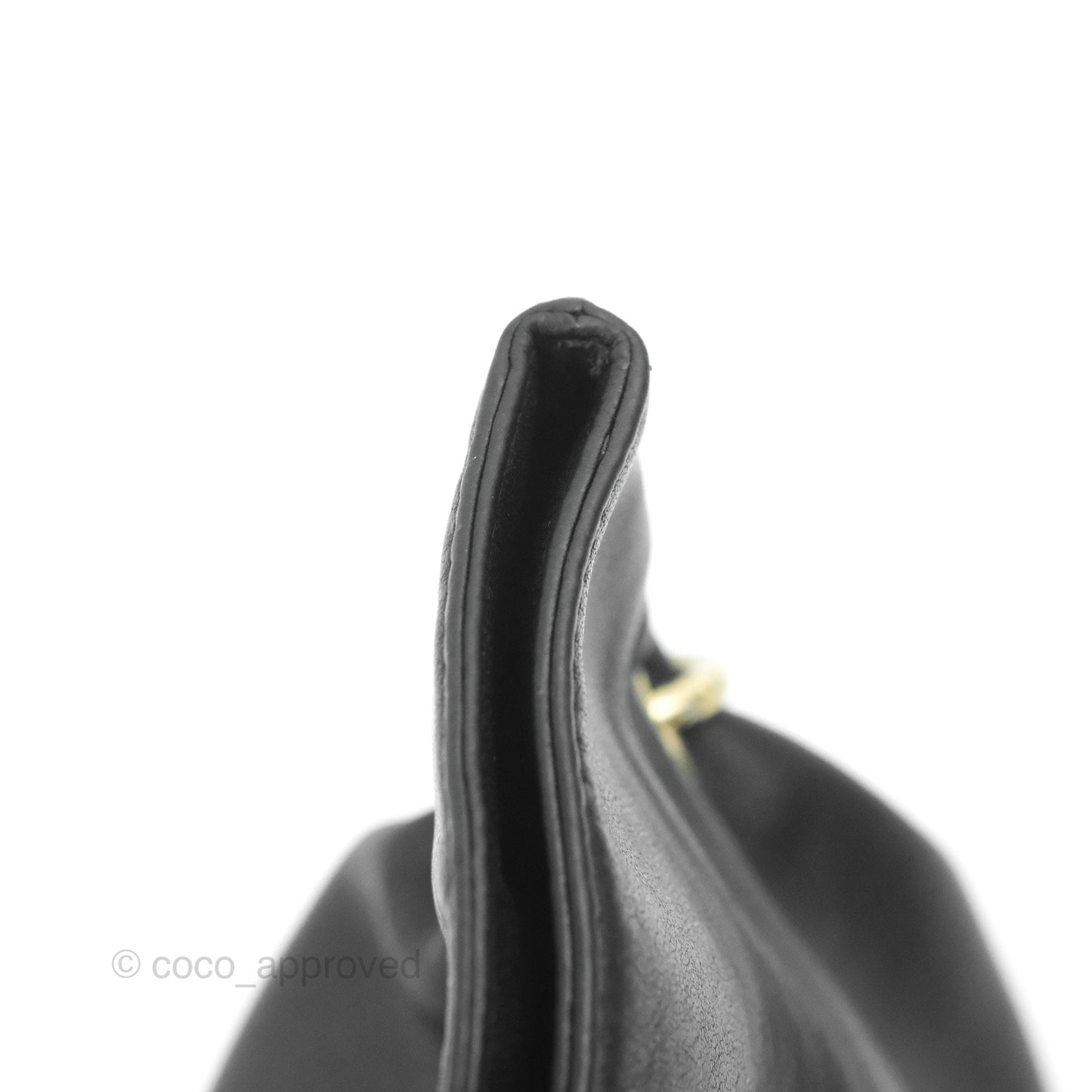 Chanel Vintage Coco Ball Fold Over Bag Black Leather Matte Gold Hardware