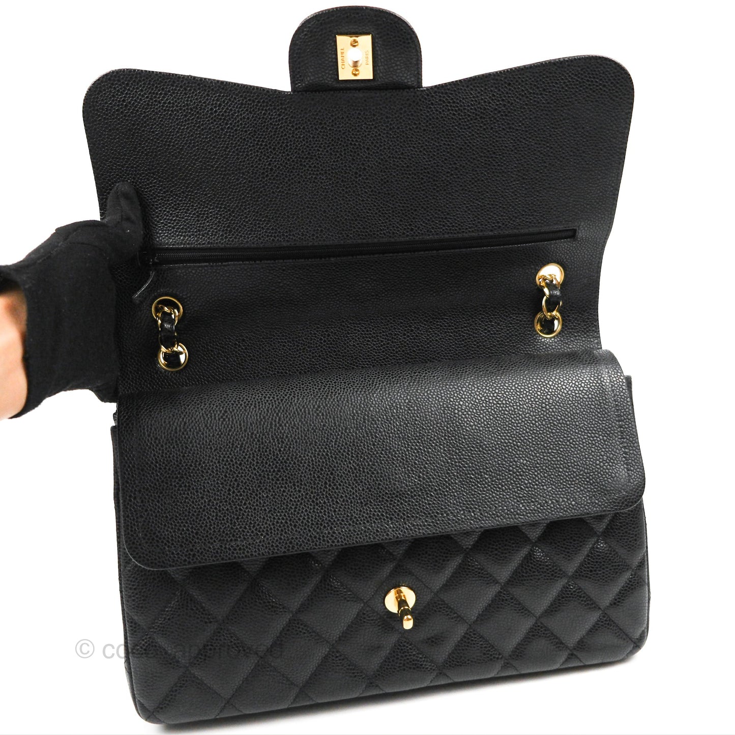 Chanel Jumbo Double Flap Black Caviar Gold Hardware⁣⁣