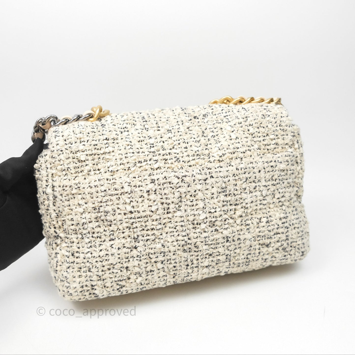 Chanel 19 Small Tweed Oreo Cream Mixed Hardware