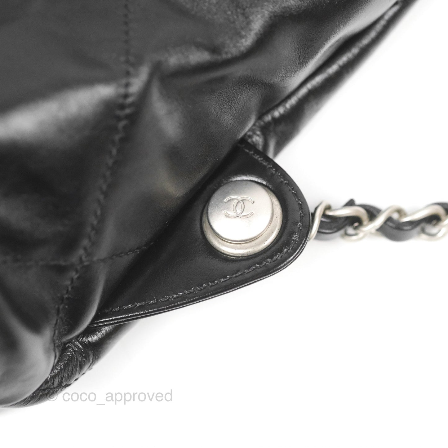 Chanel 22 Small Shiny Calfskin Quilted Backpack Black