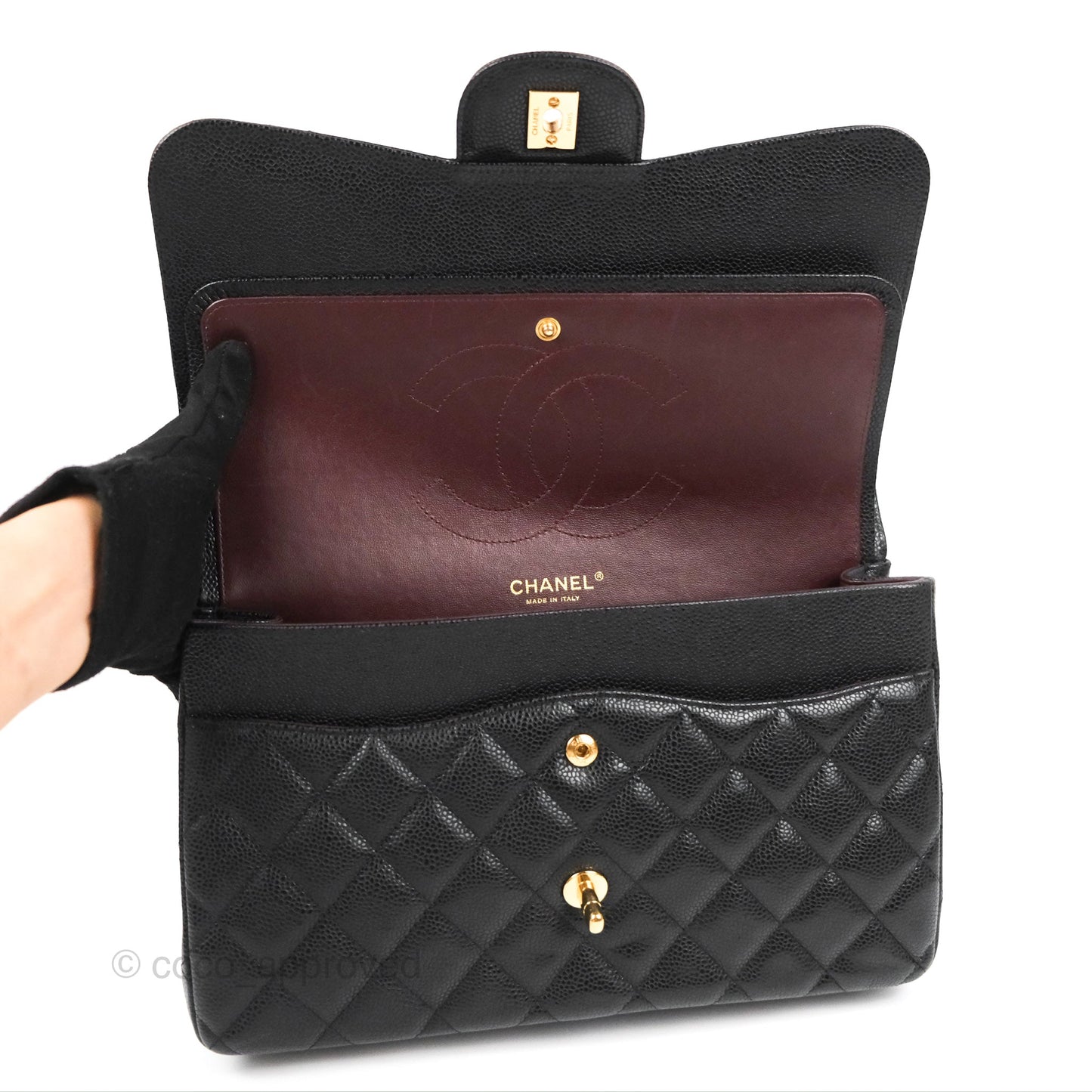 Chanel Jumbo Double Flap Black Caviar Gold Hardware⁣⁣