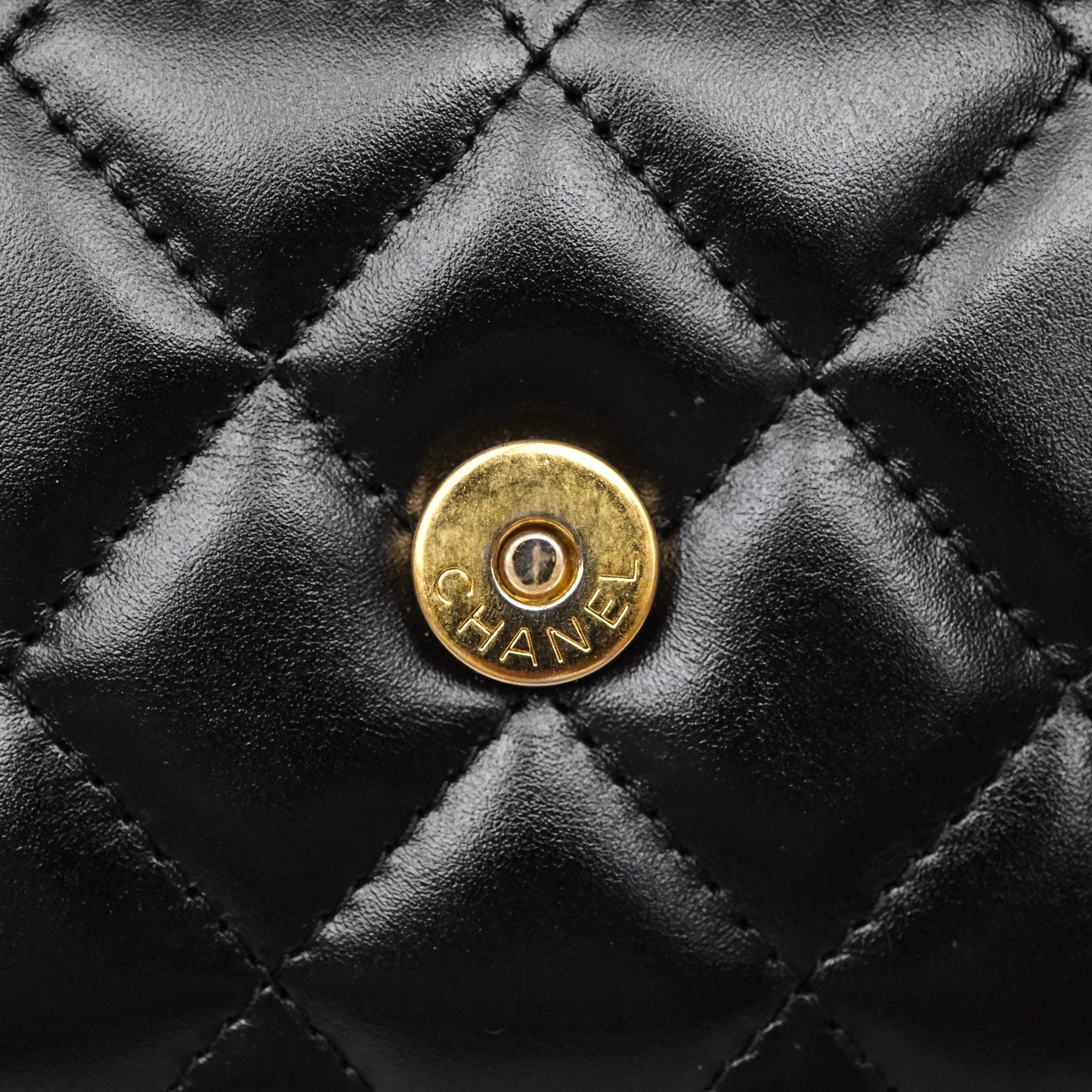 Chanel Quilted Perfect Fit Adjustable Phone Holder Black Calfskin Aged Gold Hardware