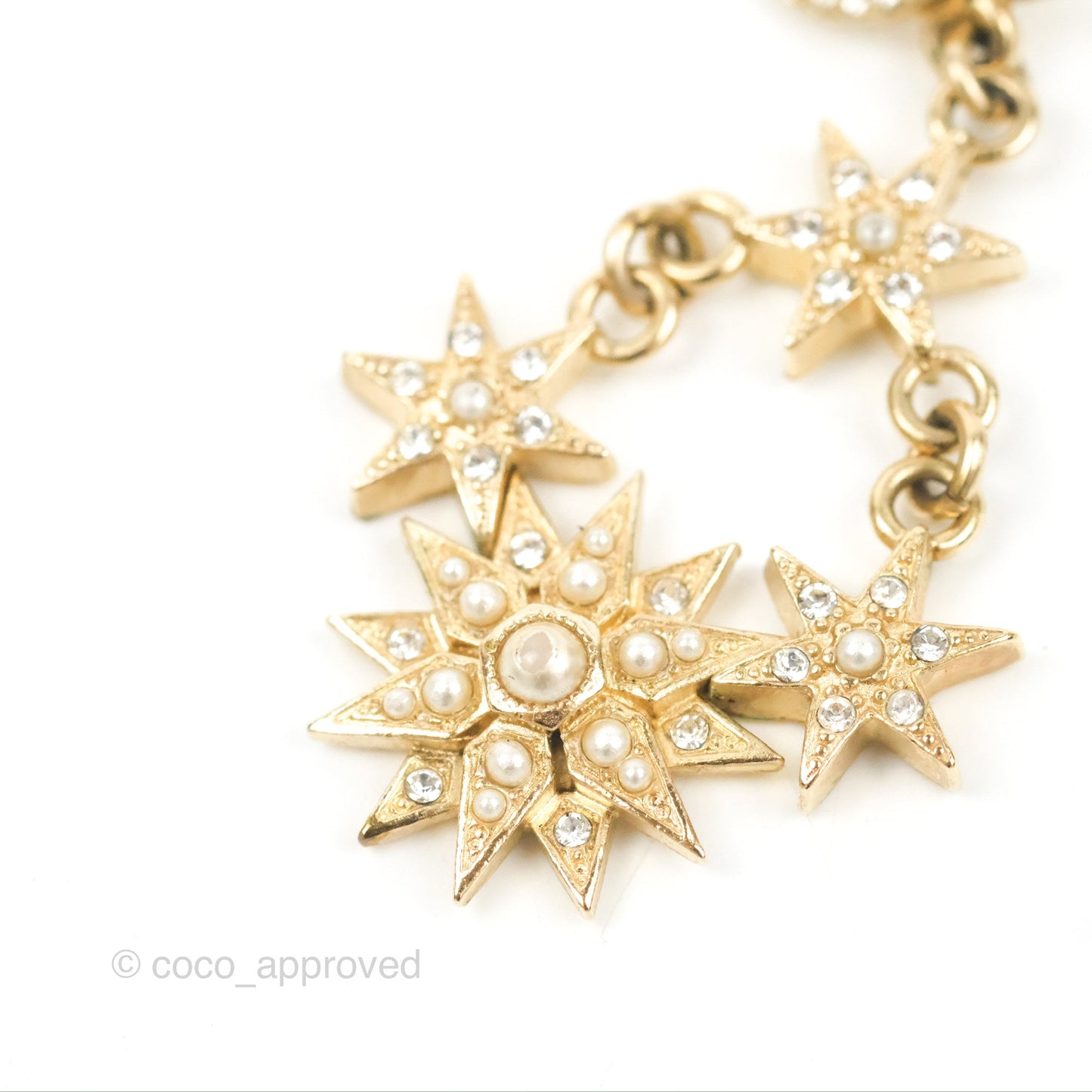 Chanel Crystal CC Drop Earrings Gold Tone 15A