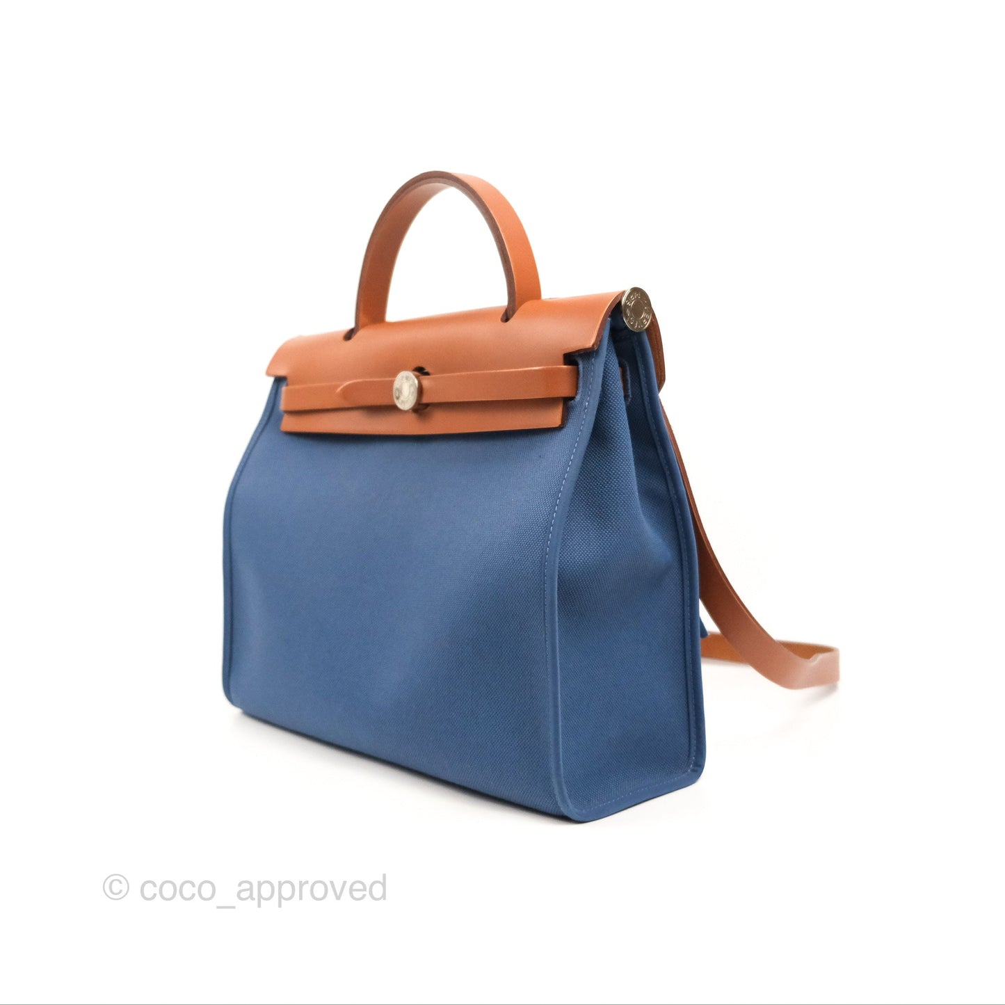 Hermès Herbag Zip 31 Blue/Natural Canvas Palladium Hardware