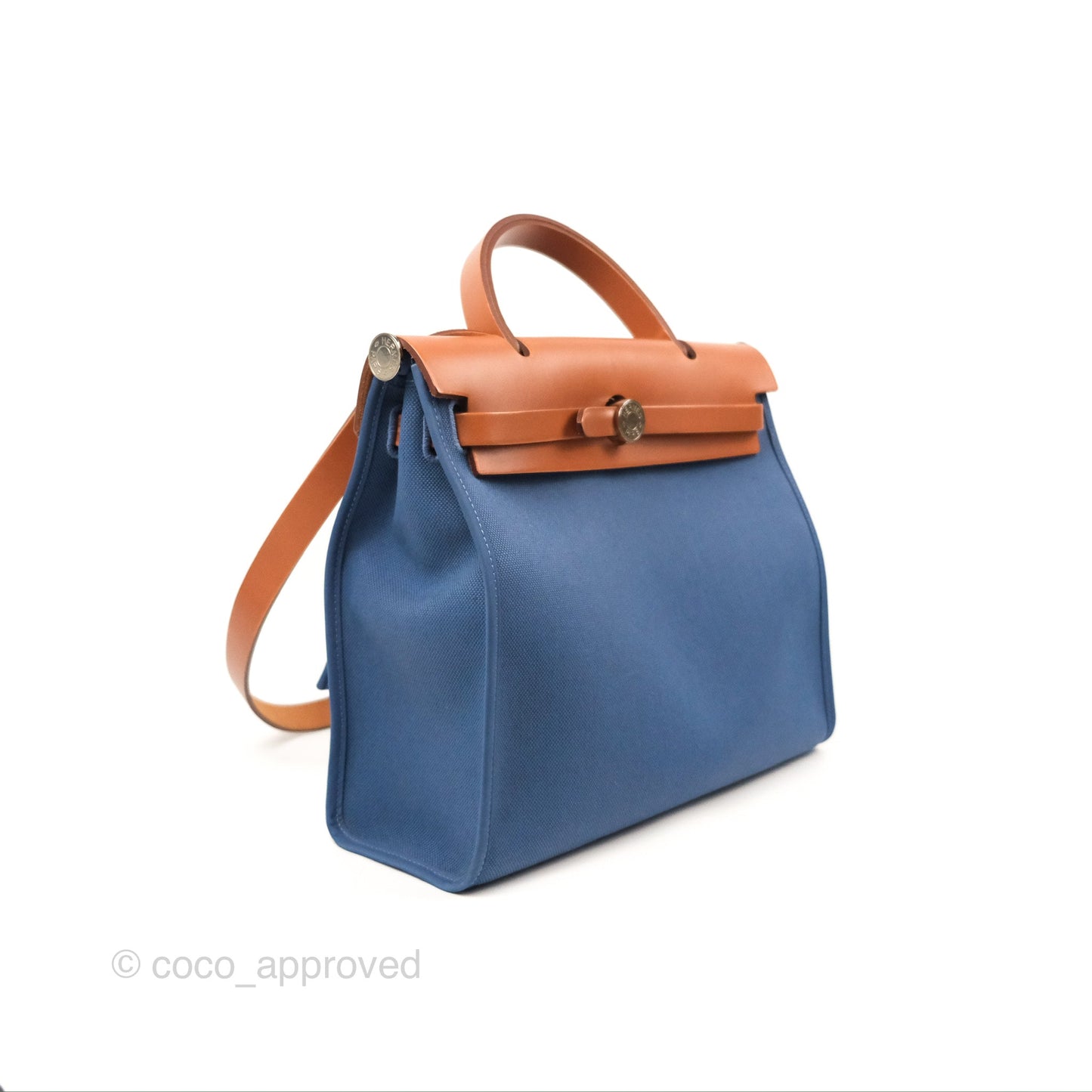 Hermès Herbag Zip 31 Blue/Natural Canvas Palladium Hardware