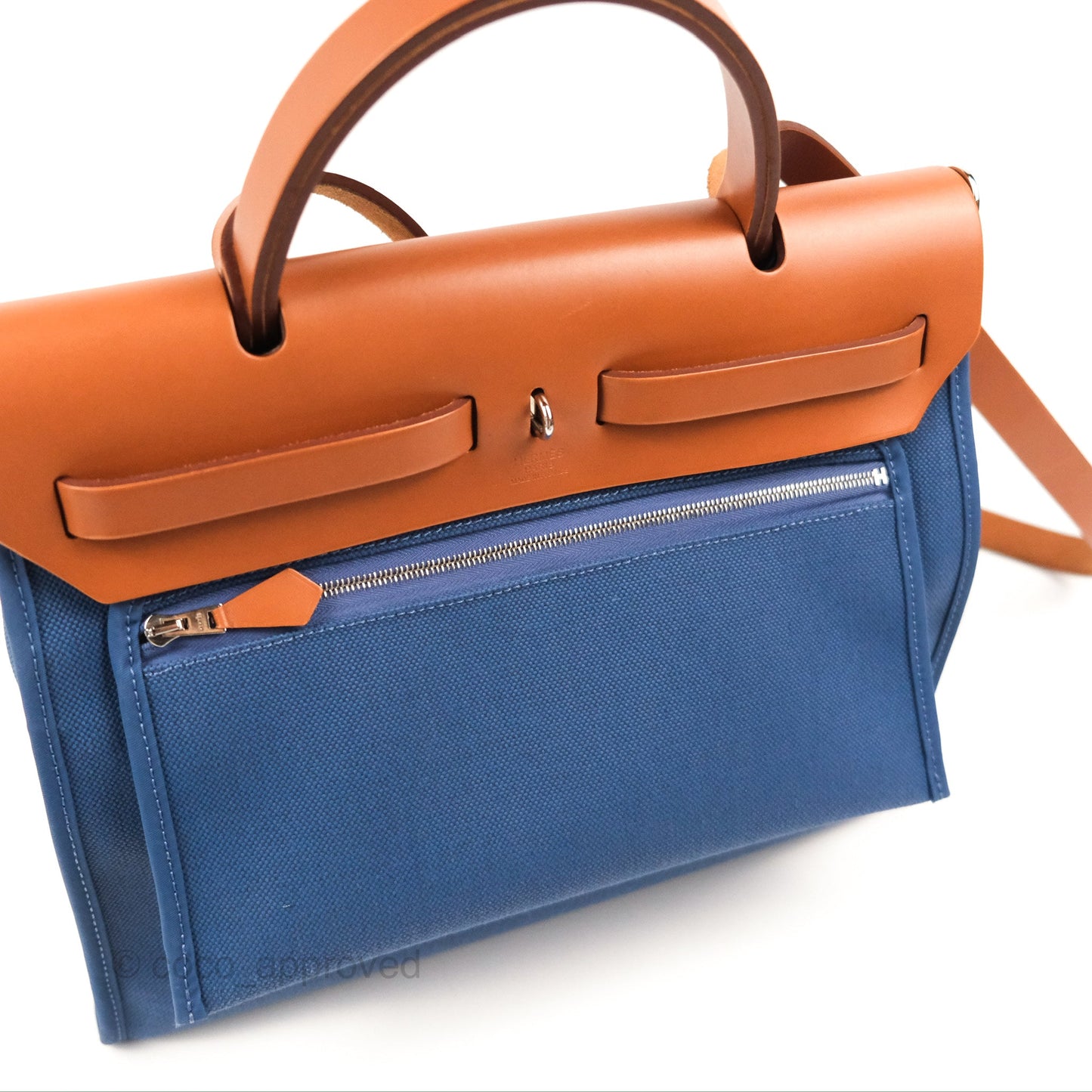 Hermès Herbag Zip 31 Blue/Natural Canvas Palladium Hardware