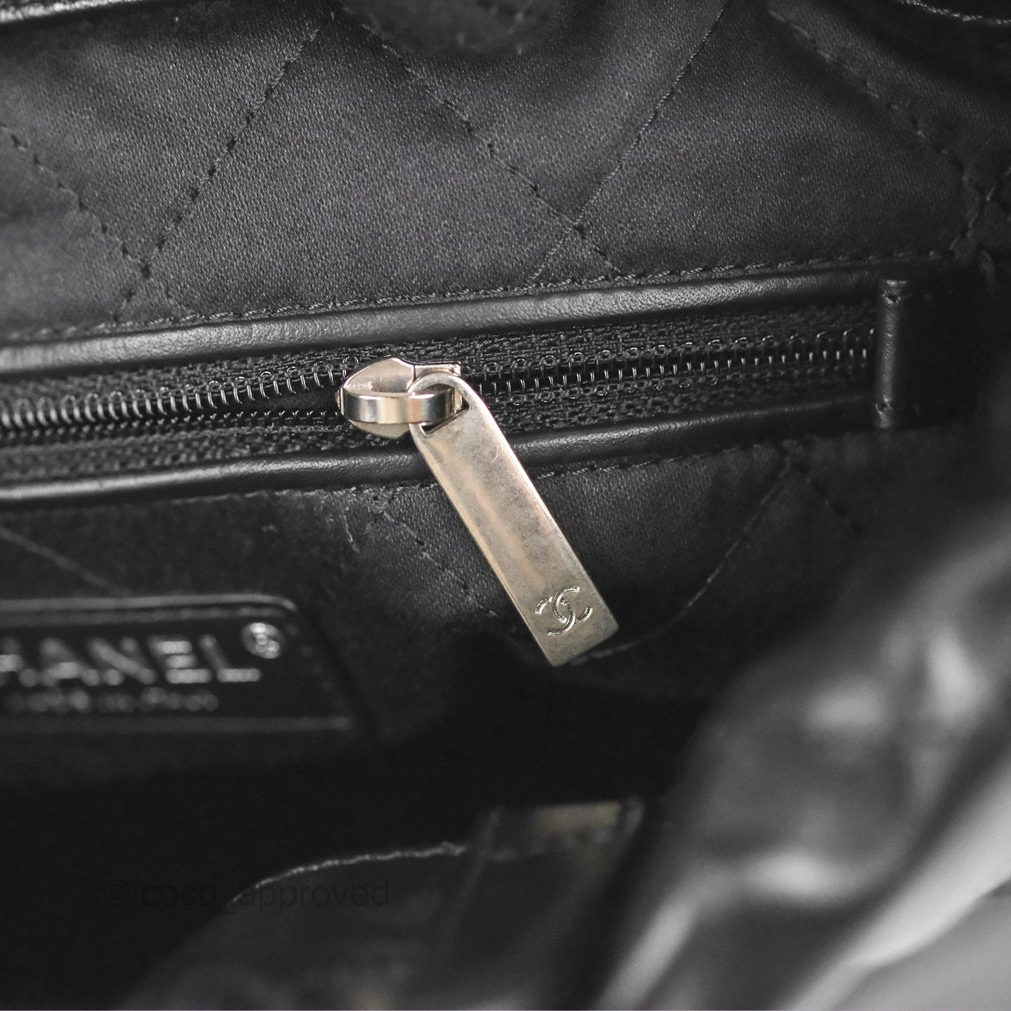 Chanel 22 Small Shiny Calfskin Quilted Backpack Black