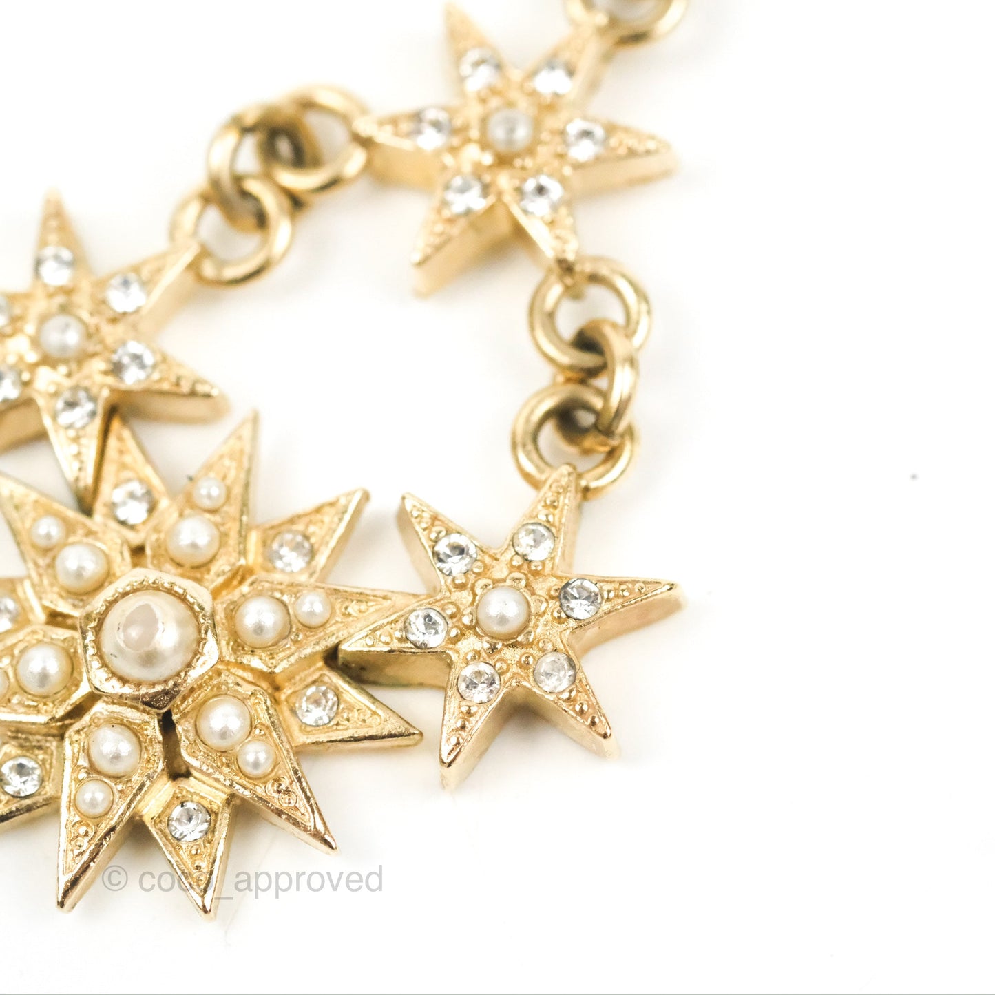 Chanel Crystal CC Drop Earrings Gold Tone 15A