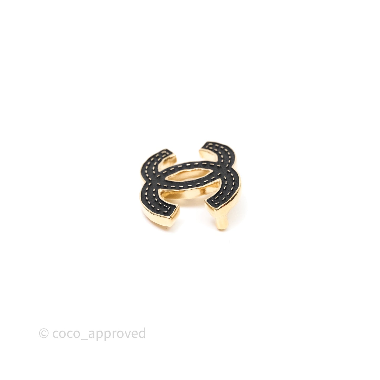 Chanel CC Logo Black Brooch Gold Tone 23S