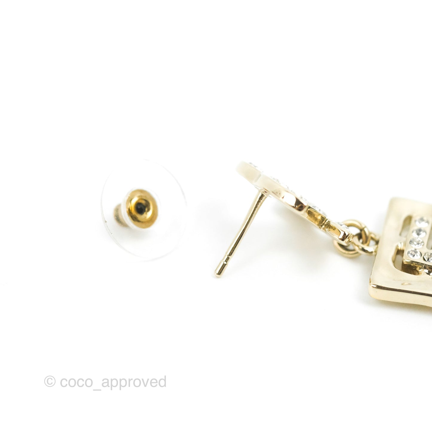 Chanel CC Crystal No.5 Drop Earrings Gold Tone 22S