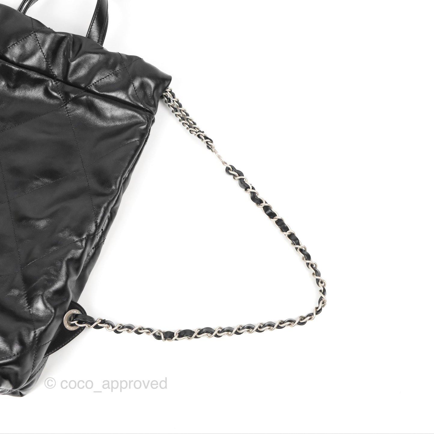Chanel 22 Small Shiny Calfskin Quilted Backpack Black