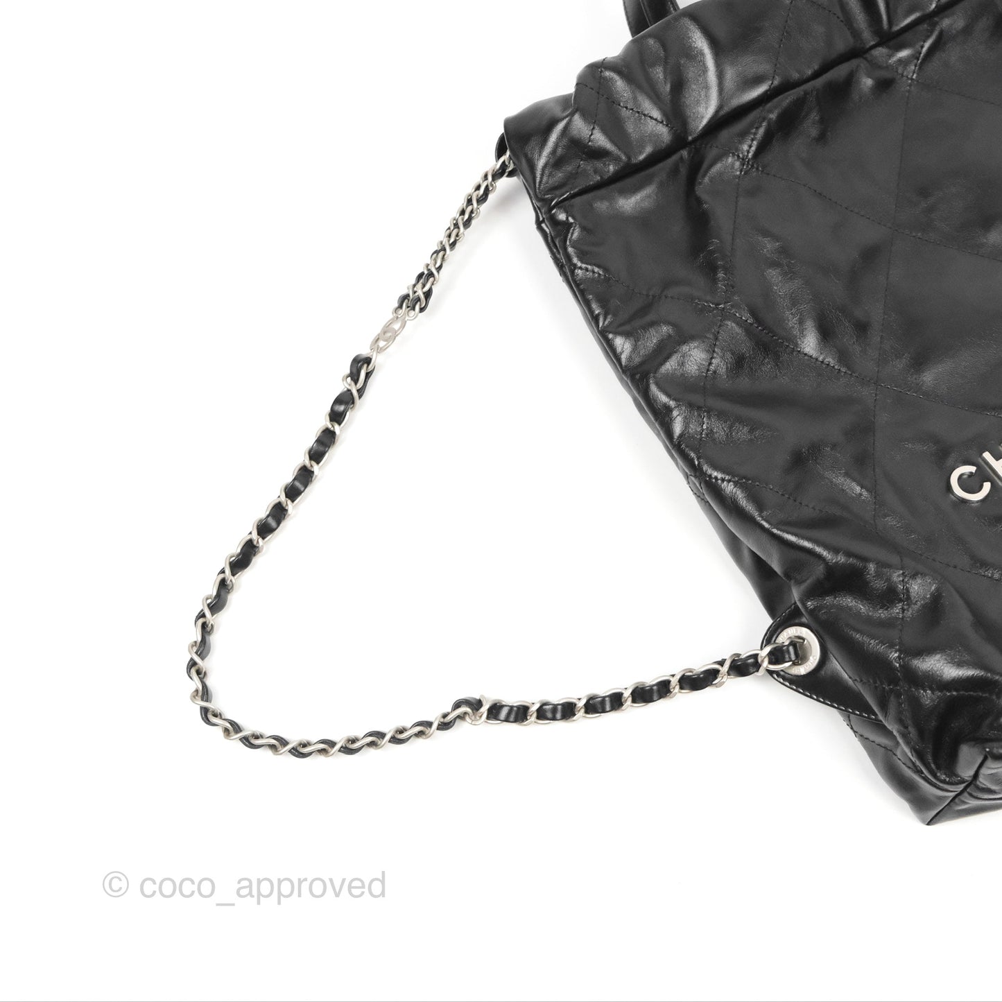 Chanel 22 Small Shiny Calfskin Quilted Backpack Black