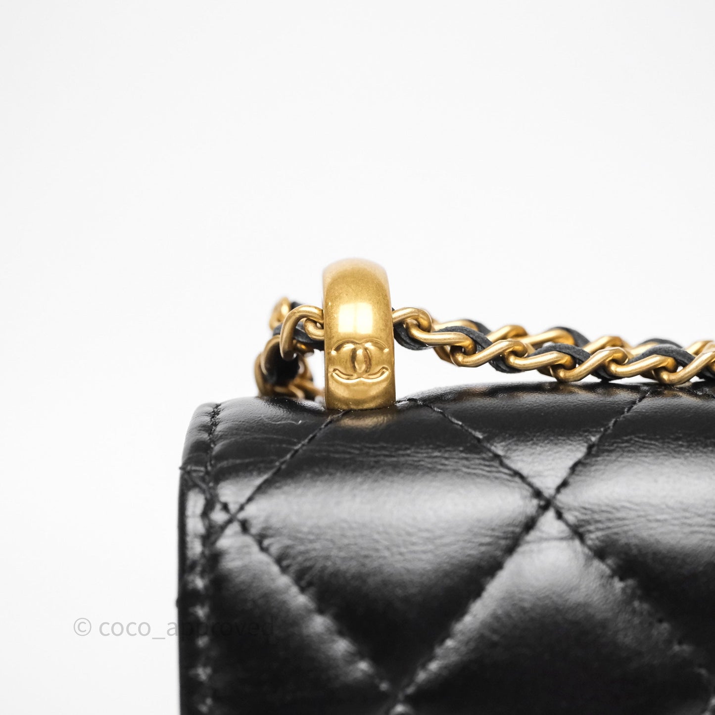 Chanel Quilted Perfect Fit Adjustable Phone Holder Black Calfskin Aged Gold Hardware