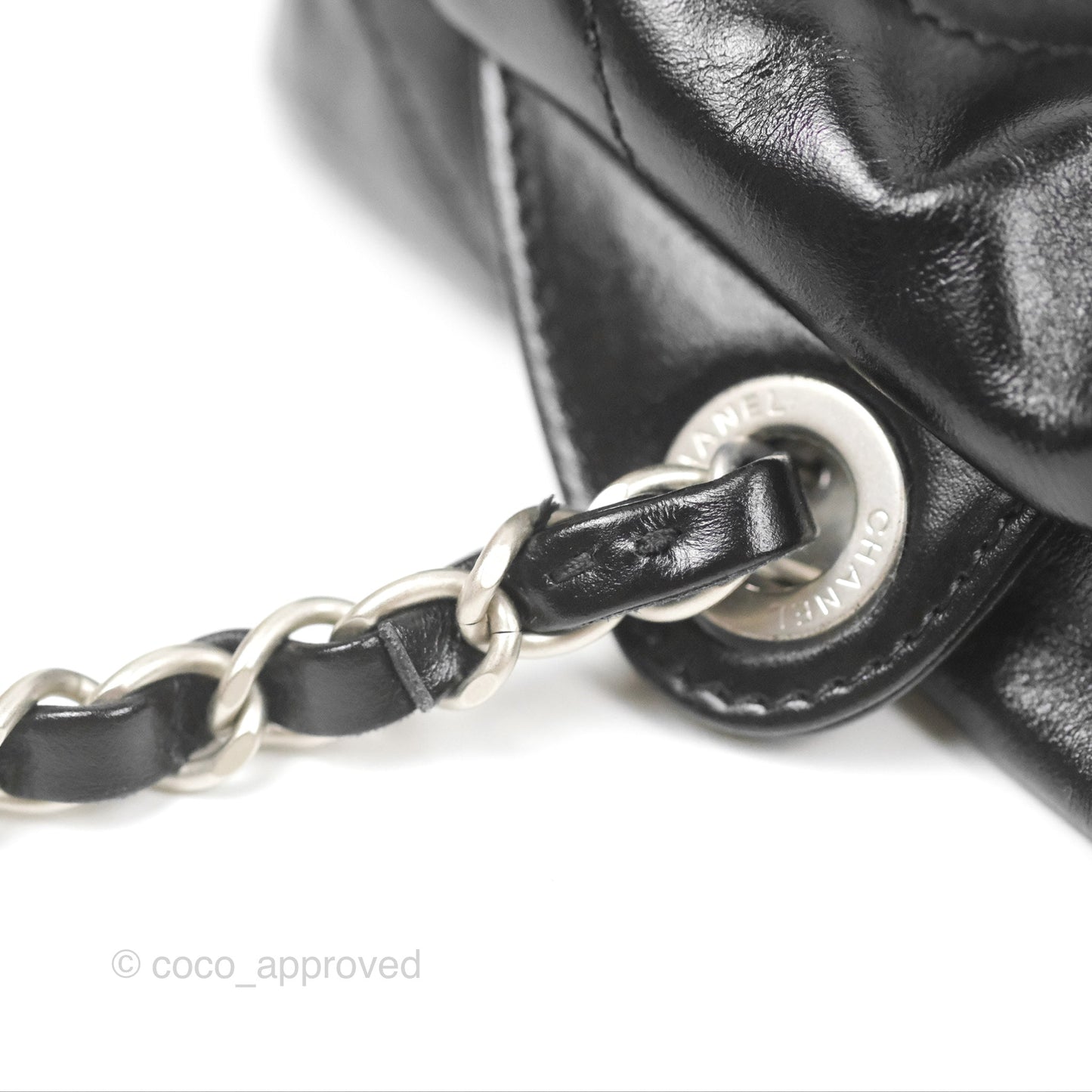 Chanel 22 Small Shiny Calfskin Quilted Backpack Black