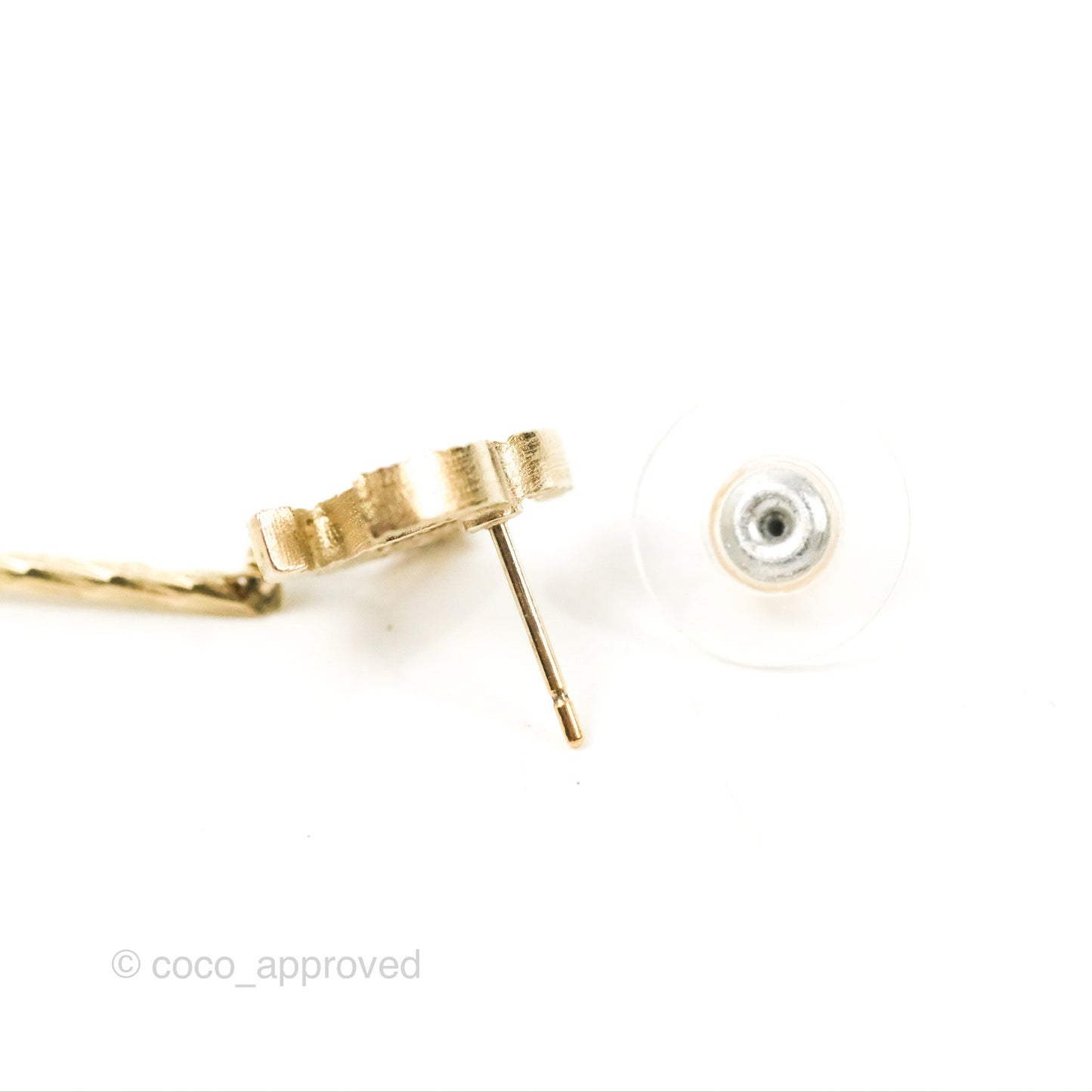Chanel CC Flower Drop Earrings Gold Tone 18P