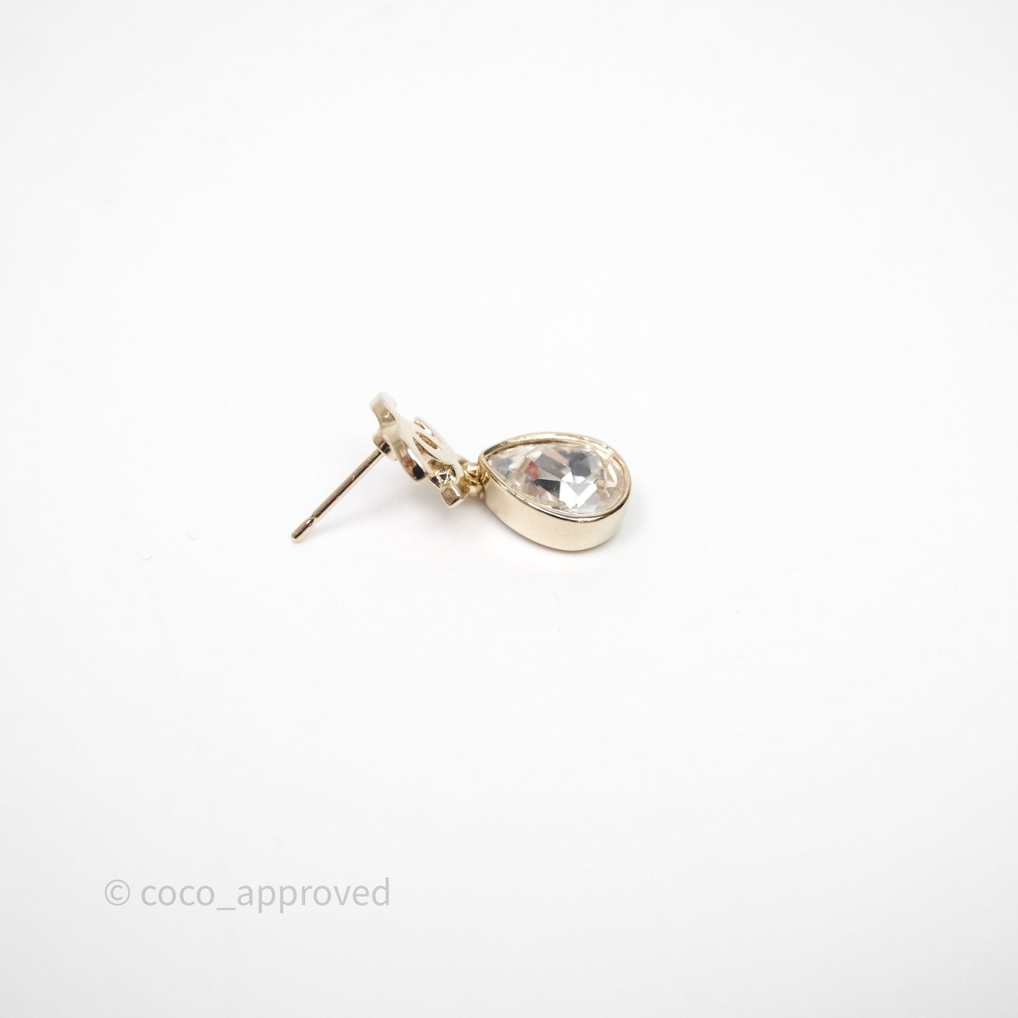 Chanel CC Drop Crystal Earrings Gold Hardware 22C