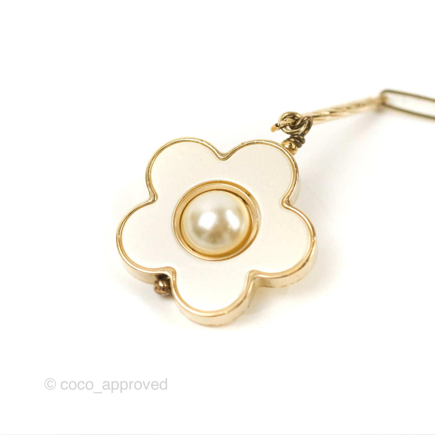 Chanel CC Flower Drop Earrings Gold Tone 18P