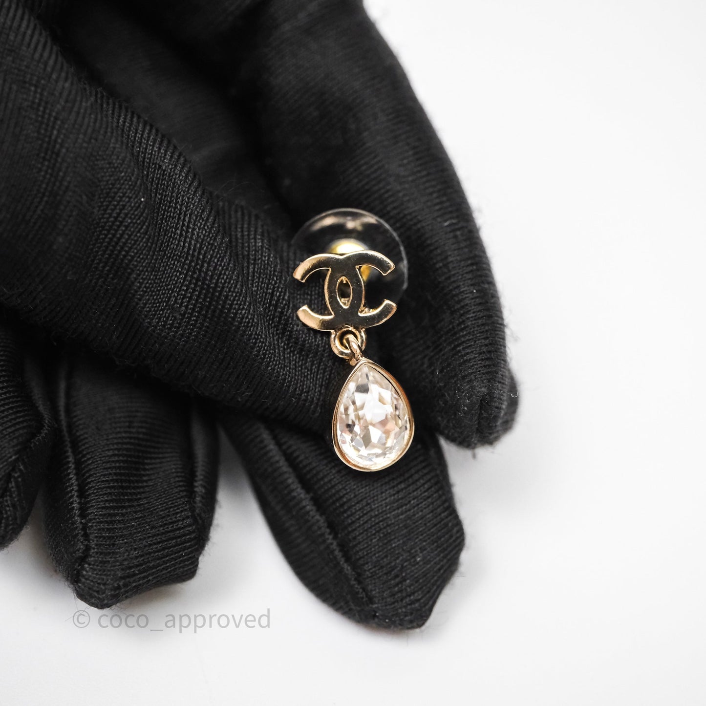 Chanel CC Drop Crystal Earrings Gold Hardware 22C