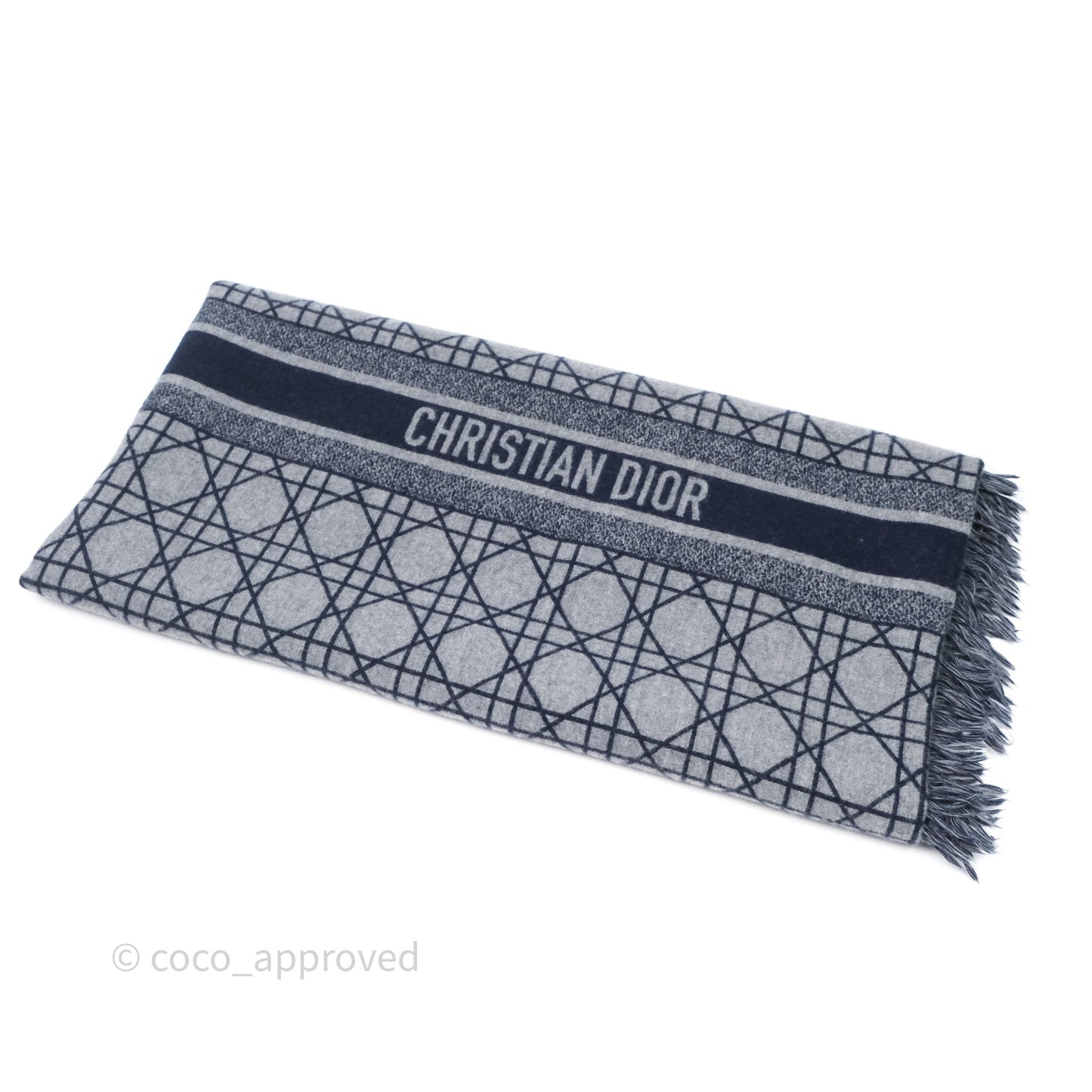 Christian Dior Navy Cannage Cashmere Scarf
