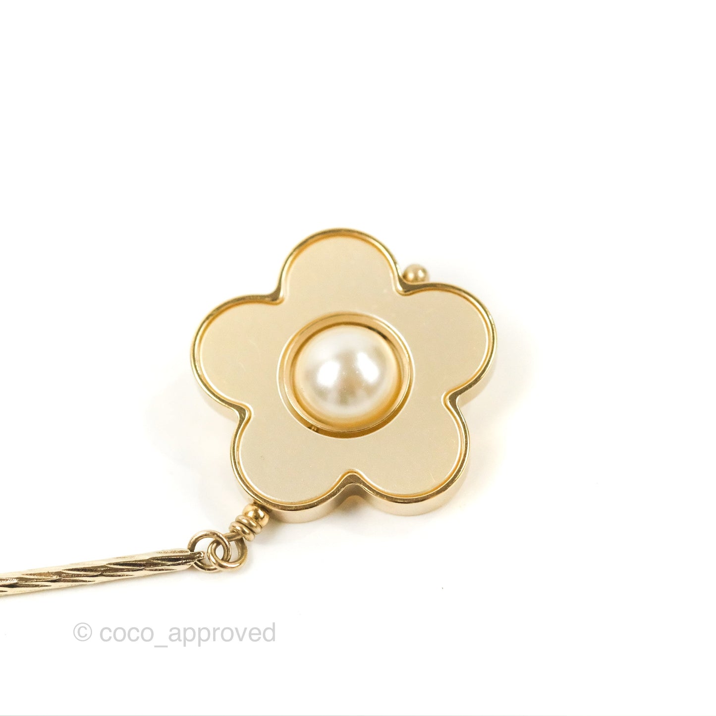 Chanel CC Flower Drop Earrings Gold Tone 18P