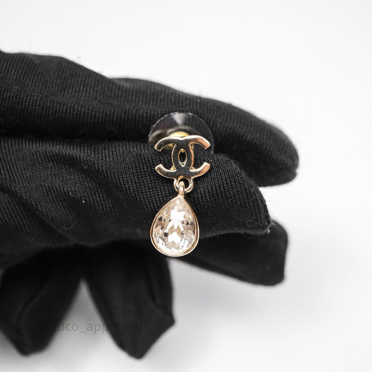 Chanel CC Drop Crystal Earrings Gold Hardware 22C