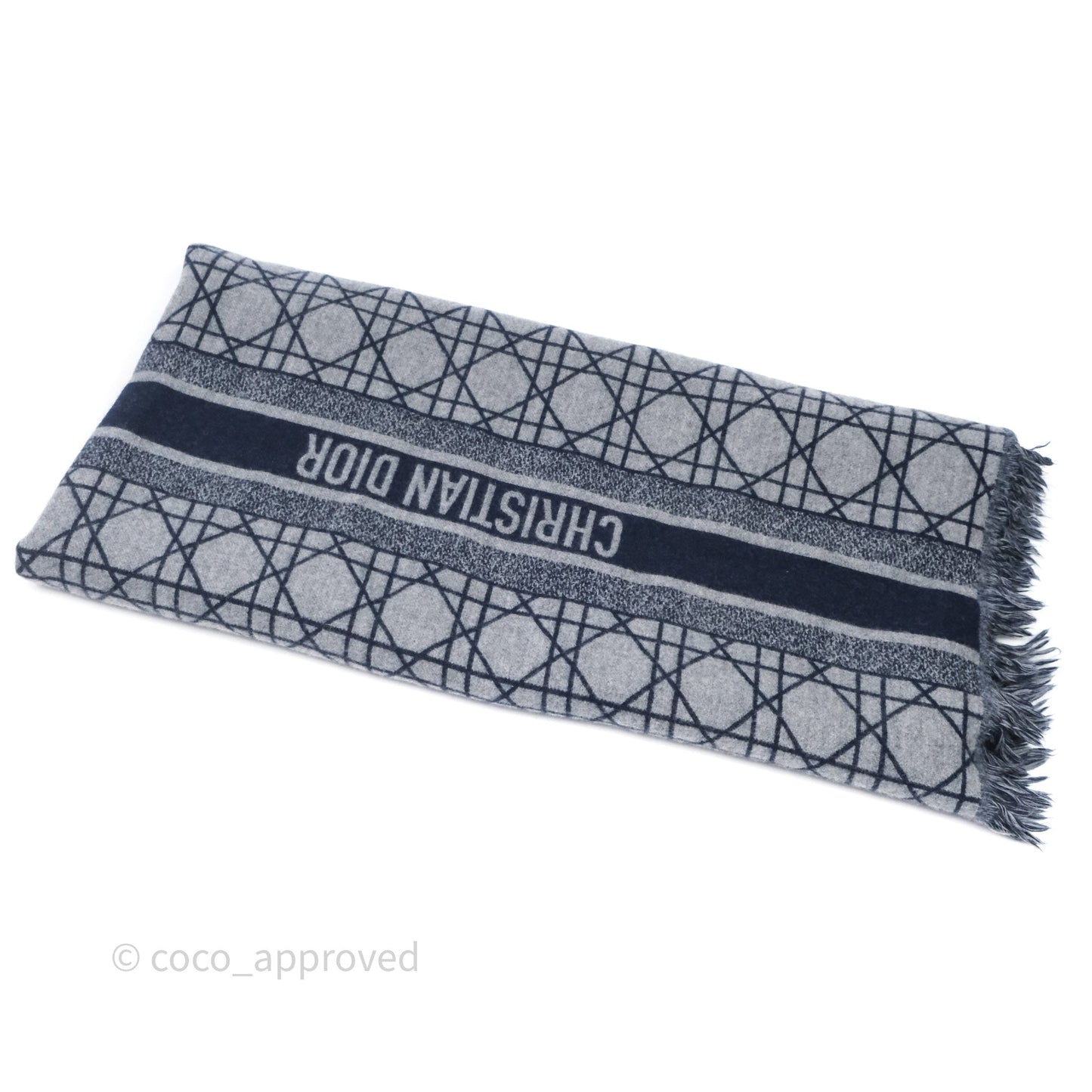 Christian Dior Navy Cannage Cashmere Scarf
