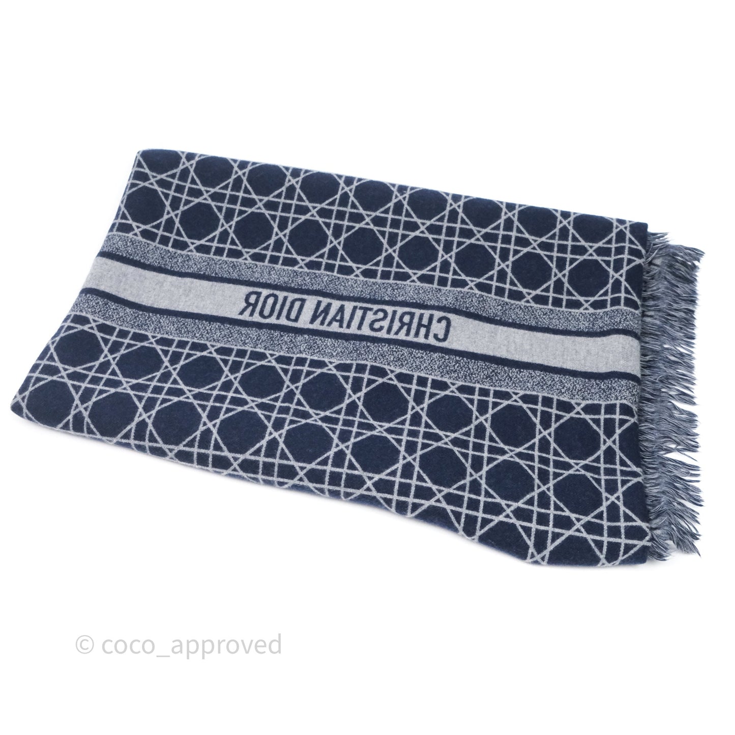 Christian Dior Navy Cannage Cashmere Scarf