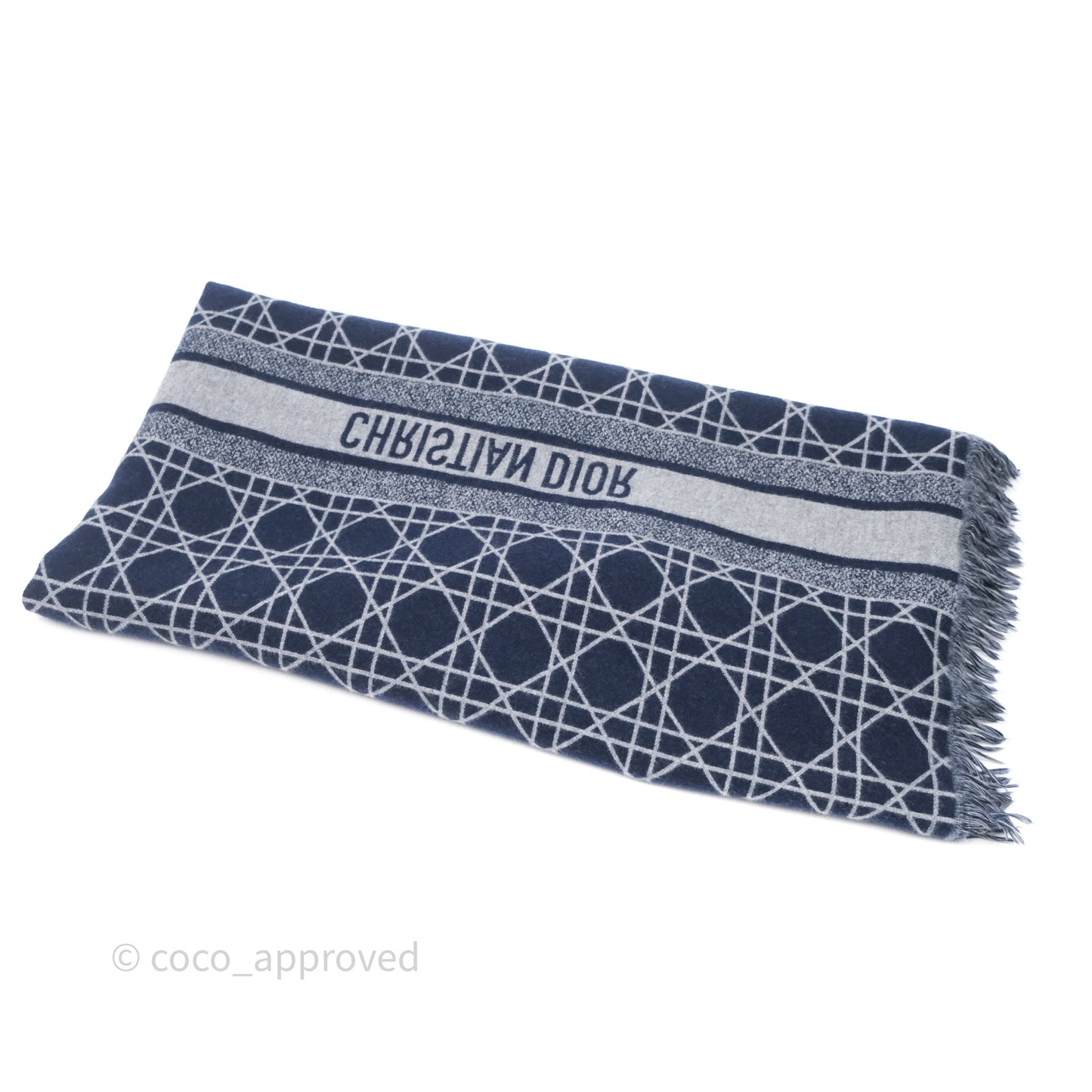 Christian Dior Navy Cannage Cashmere Scarf