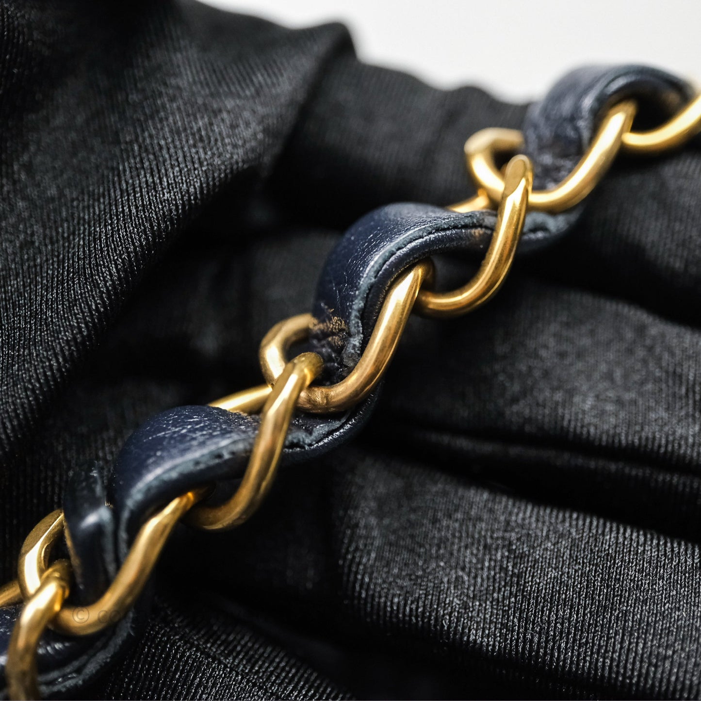 Chanel 22 Small Navy Shiny Calfskin Aged Gold Hardware