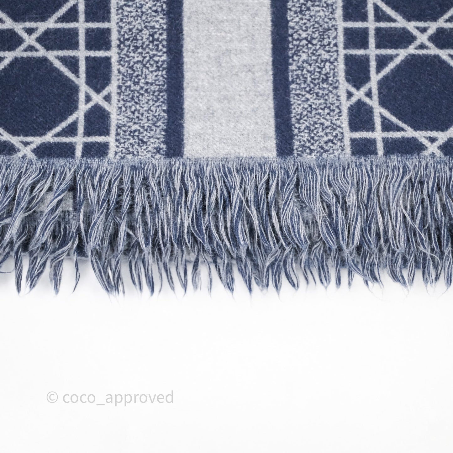 Christian Dior Navy Cannage Cashmere Scarf